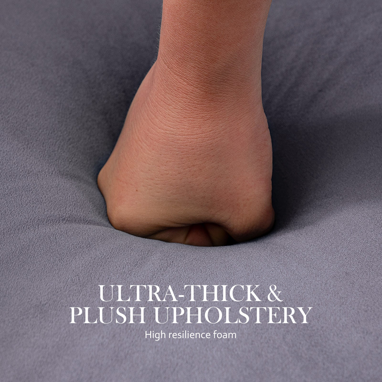 Ottoman Foot Stool Velvet Fabric Metal Leg Round GREY 8