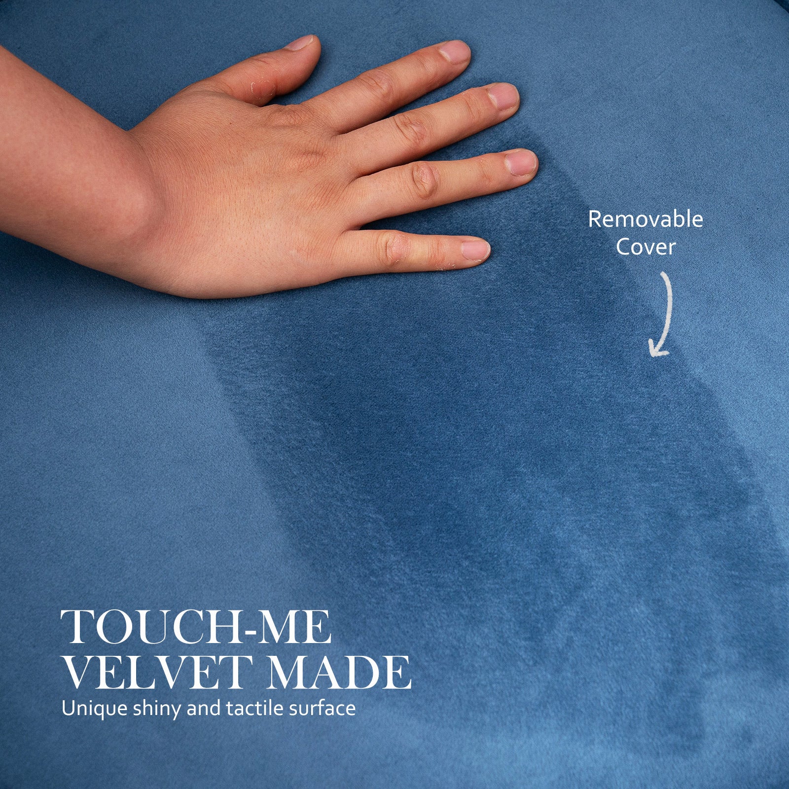 Ottoman Foot Stool Velvet Fabric Metal Leg Round NAVY BLUE 7