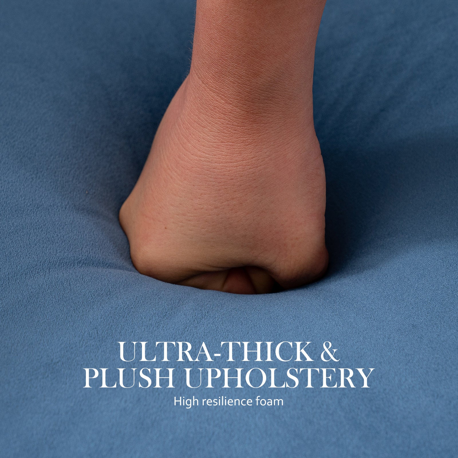 Ottoman Foot Stool Velvet Fabric Metal Leg Round NAVY BLUE 8