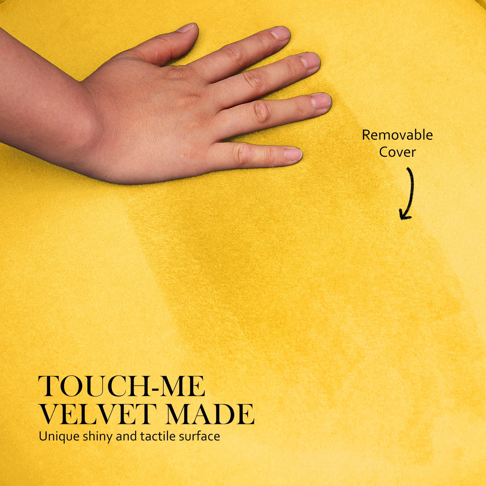 Ottoman Foot Stool Velvet Fabric Metal Leg Round YELLOW 7