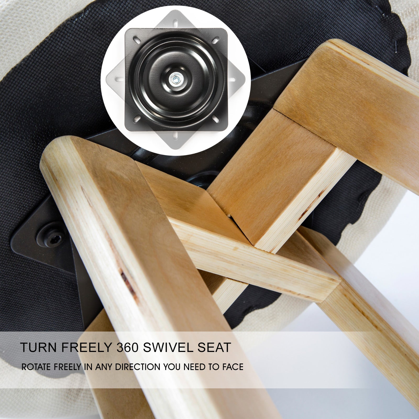 2X Wood Bar Stool Dining Chair Fabric LEILA 72cm BEIGE 8