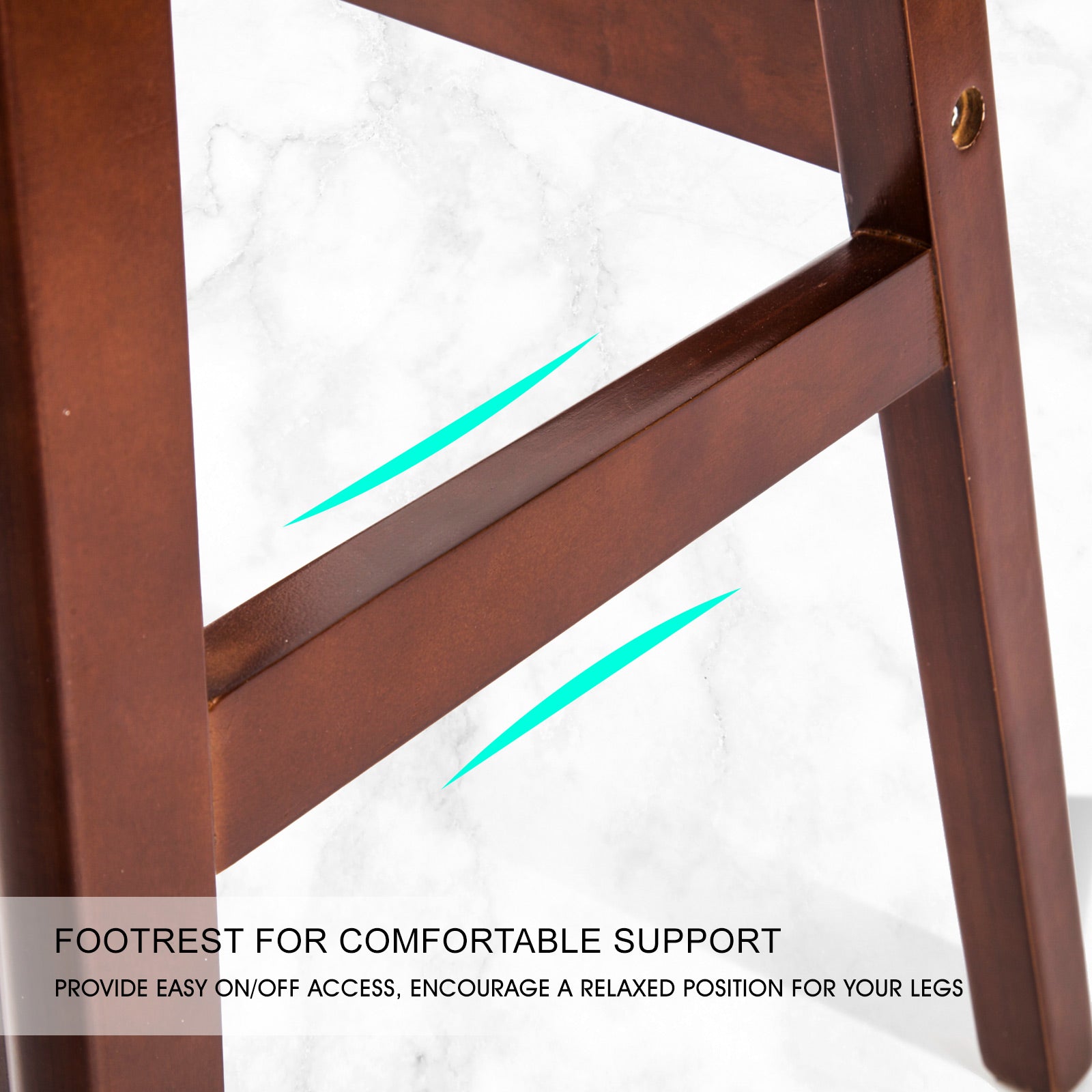 2X Wooden Bar Stool Dining Chair Leather SOPHIA 65cm WHITE BROWN 5