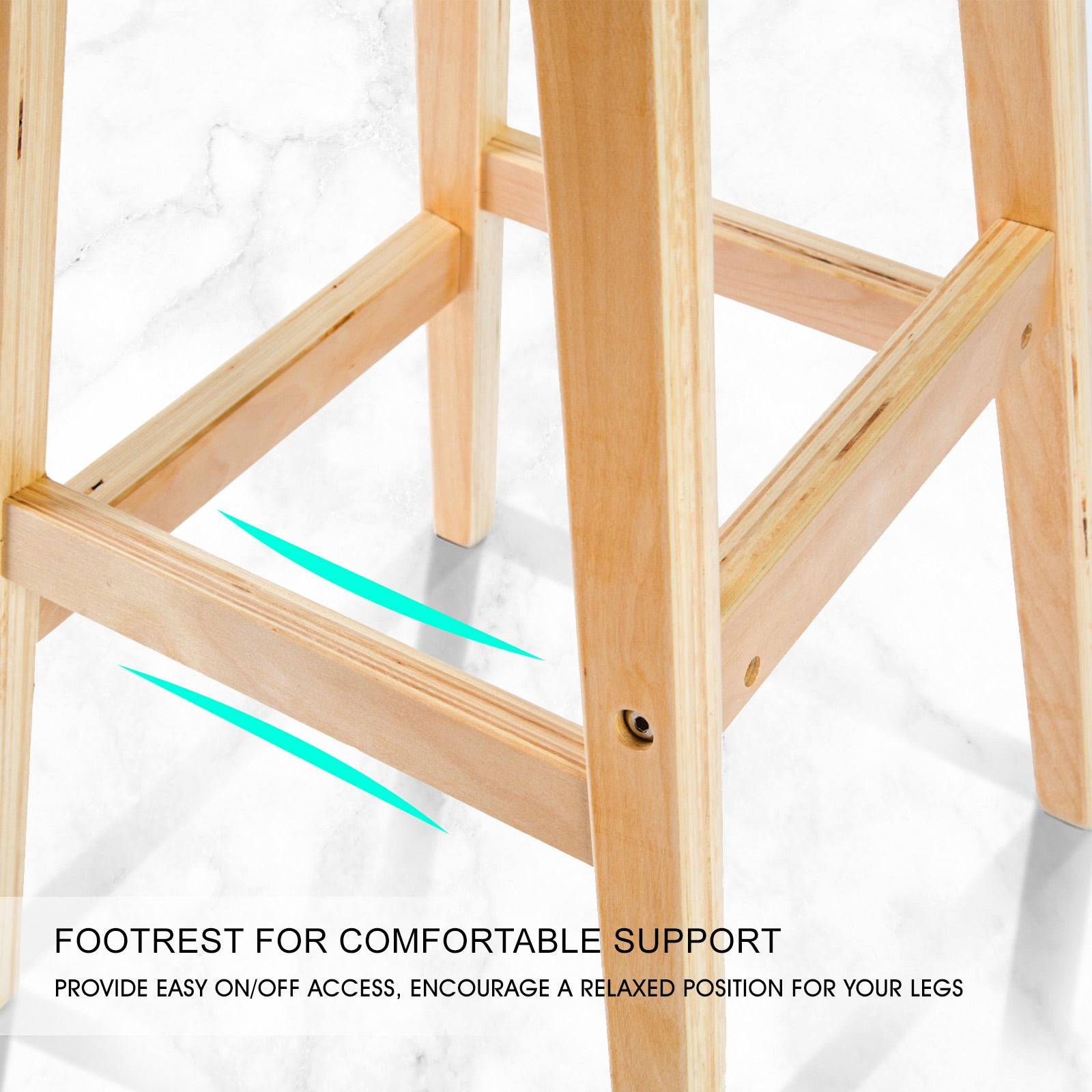 4X Wooden Bar Stool Dining Chair Leather SOPHIA 74cm WHITE 5