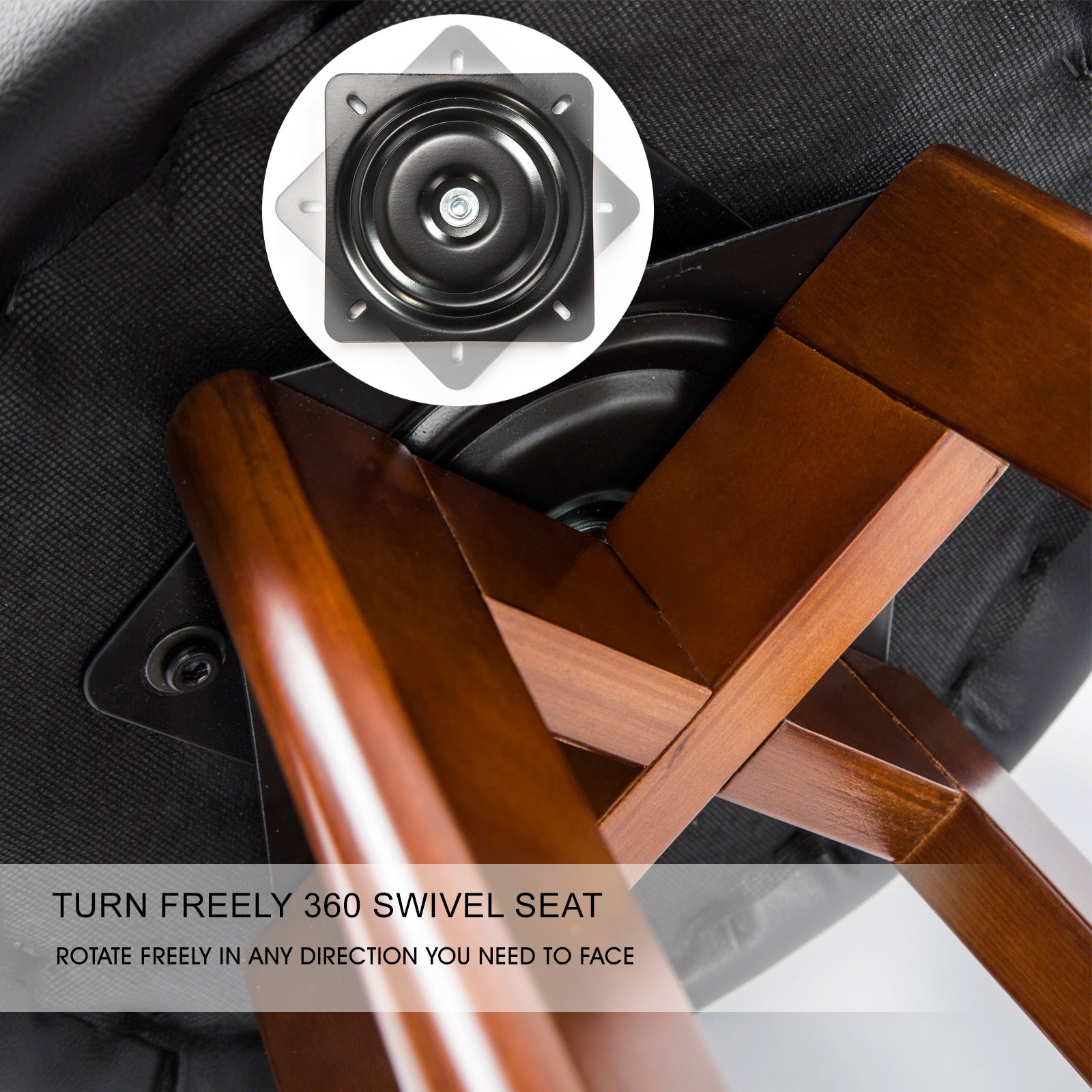 2X Wooden Bar Stool Dining Chair Leather LEILA 72cm BLACK BROWN 8