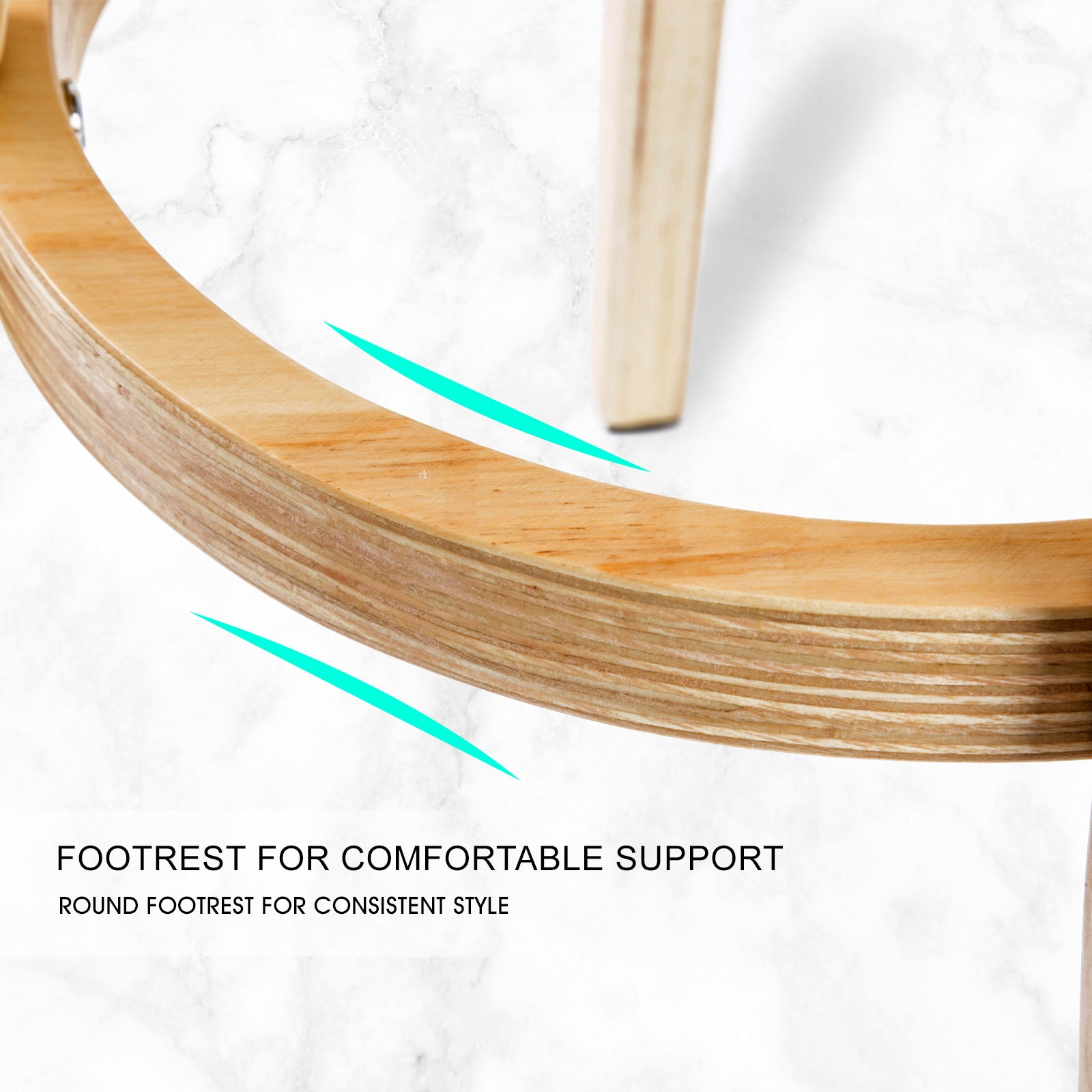 2X Wooden Bar Stool Dining Chair Leather LEILA 72cm BLACK 5