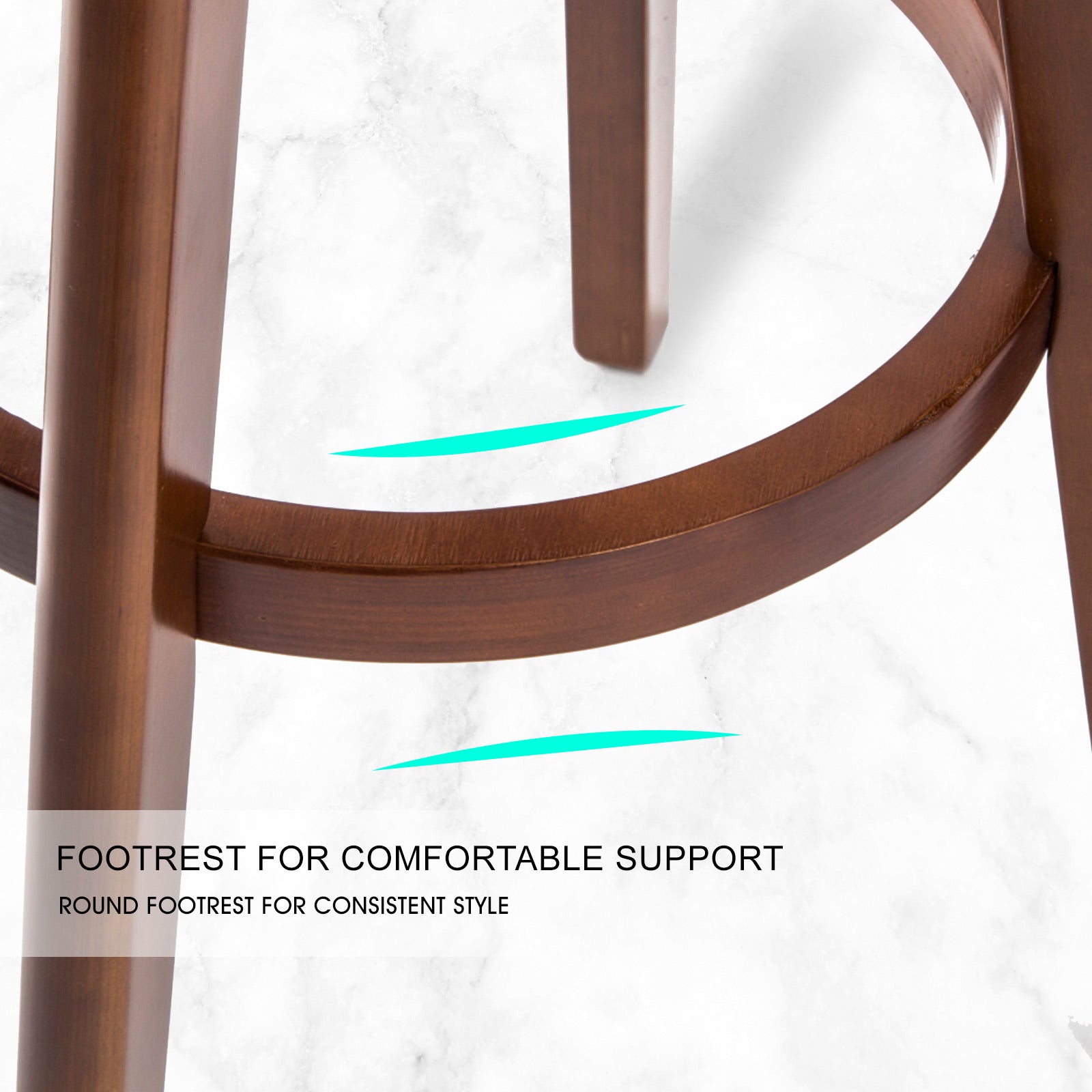 4X Wooden Bar Stool Dining Chair Leather LEILA 72cm BLACK BROWN 5