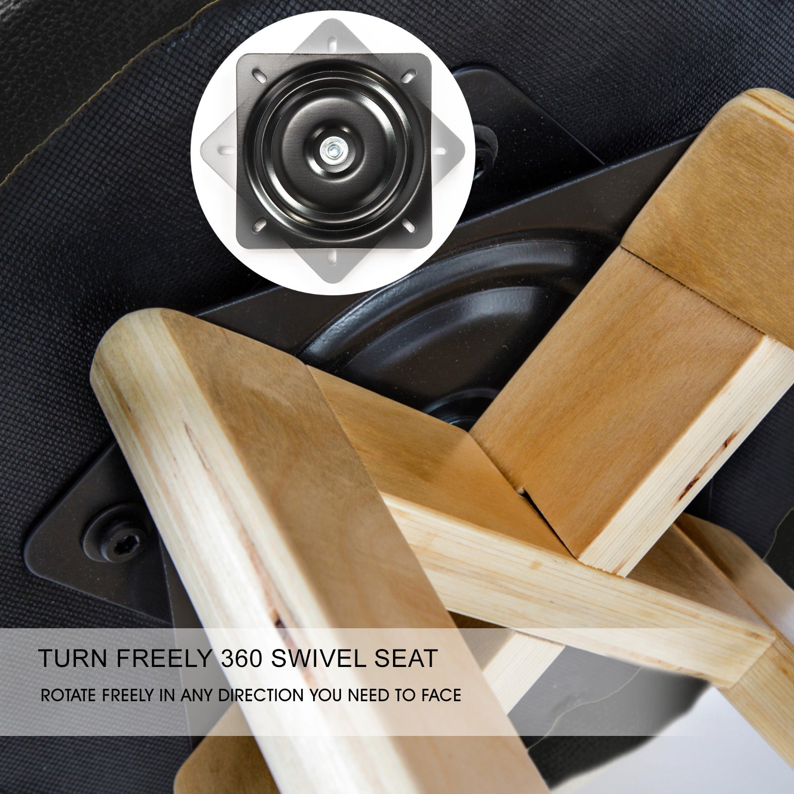 4X Wooden Bar Stool Dining Chair Leather LEILA 72cm BLACK 8