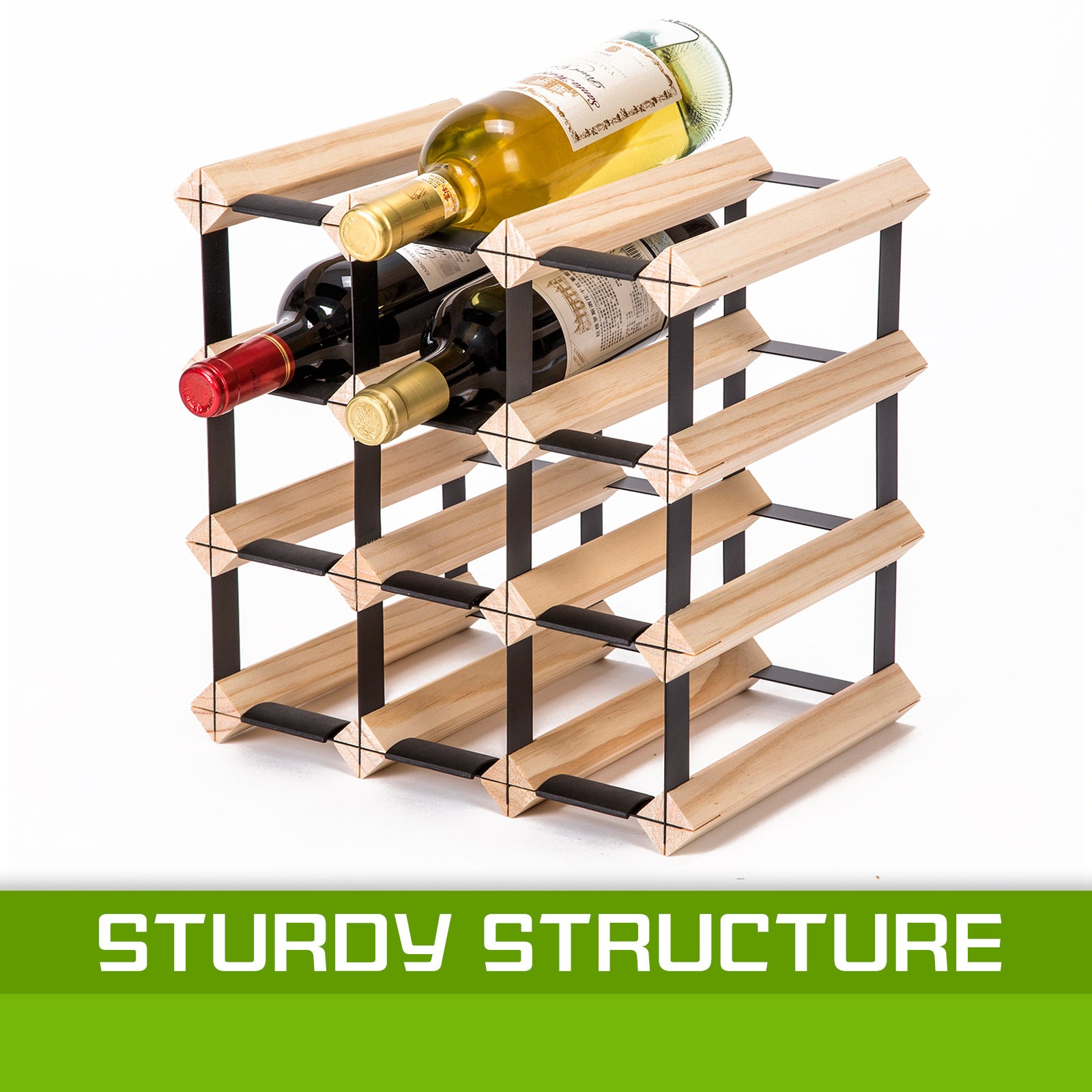 Timber Wine Rack Storage Cellar Organiser 12 Bottle 5