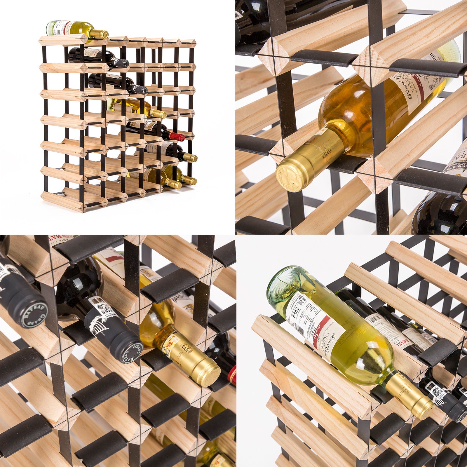 Timber Wine Rack Storage Cellar Organiser 42 Bottle 3