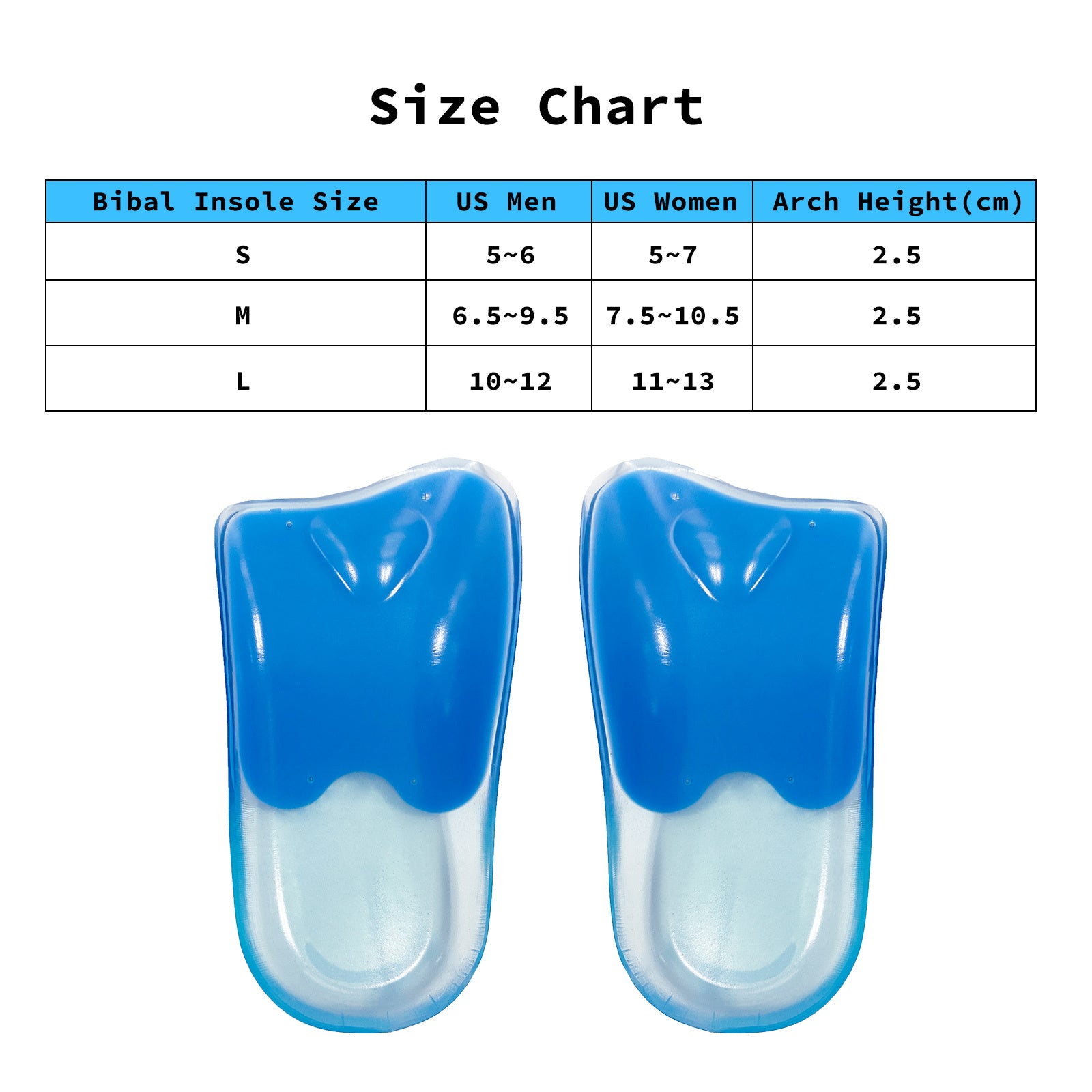 Half Insoles Shoe Inserts S Size Gel Arch Support Foot Pads 8