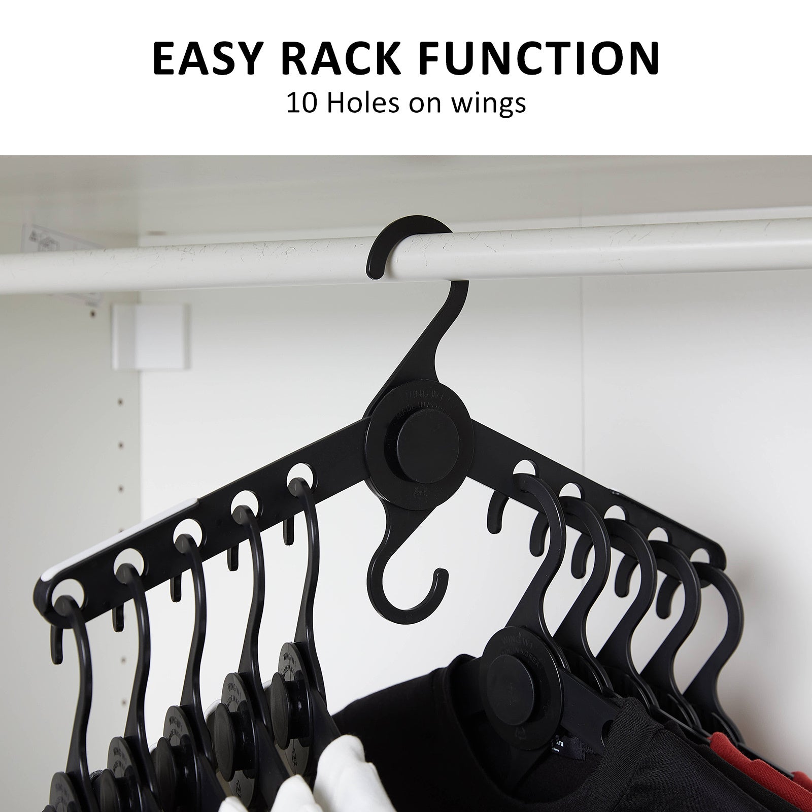 50X Plus Hanger Multiple Clothes Rack Organizer Foldable 10 Holes BLACK 7