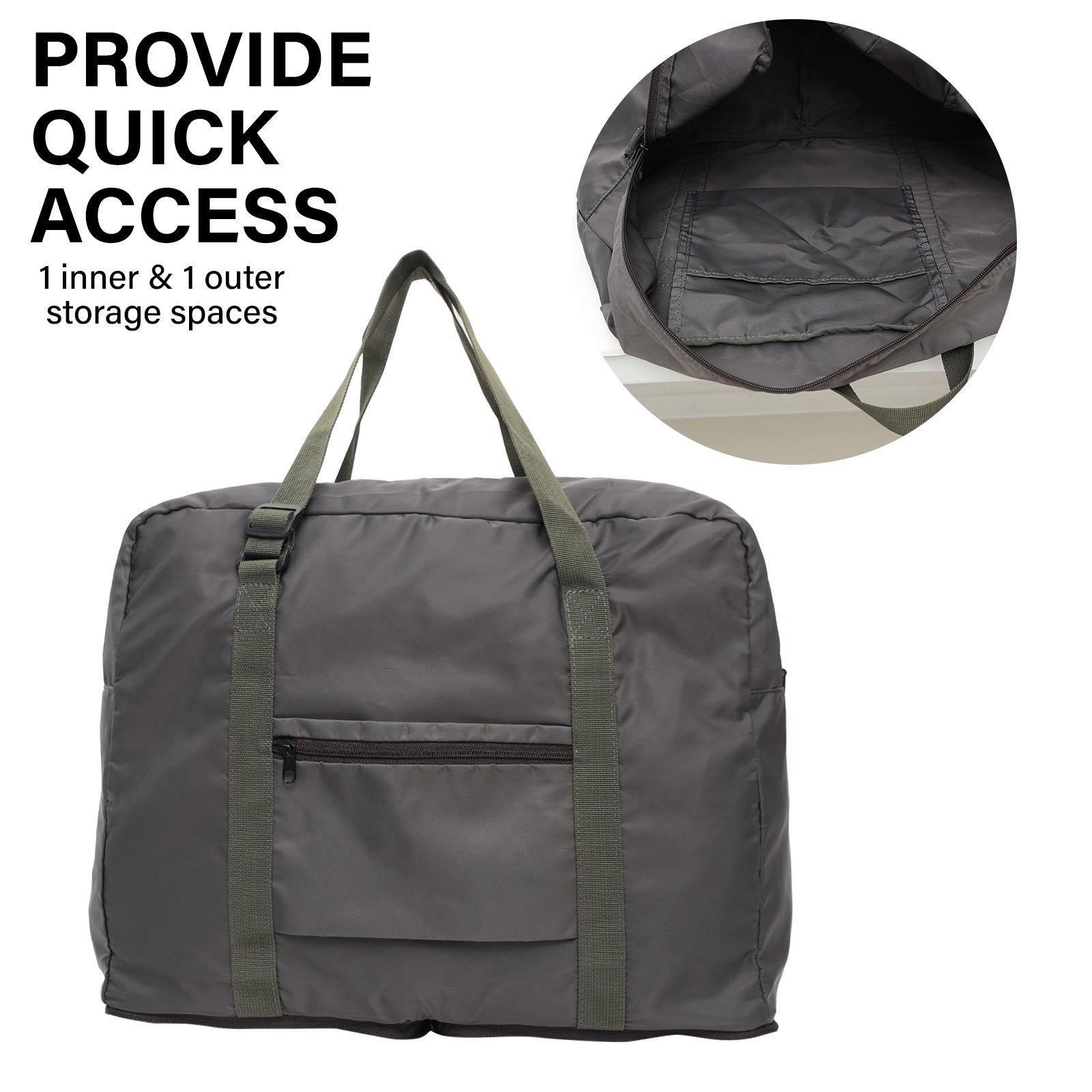 Shopper Bag Travel Duffle Bag Foldable Laptop Luggage Nylon KO-BOSTON KHAKI 5