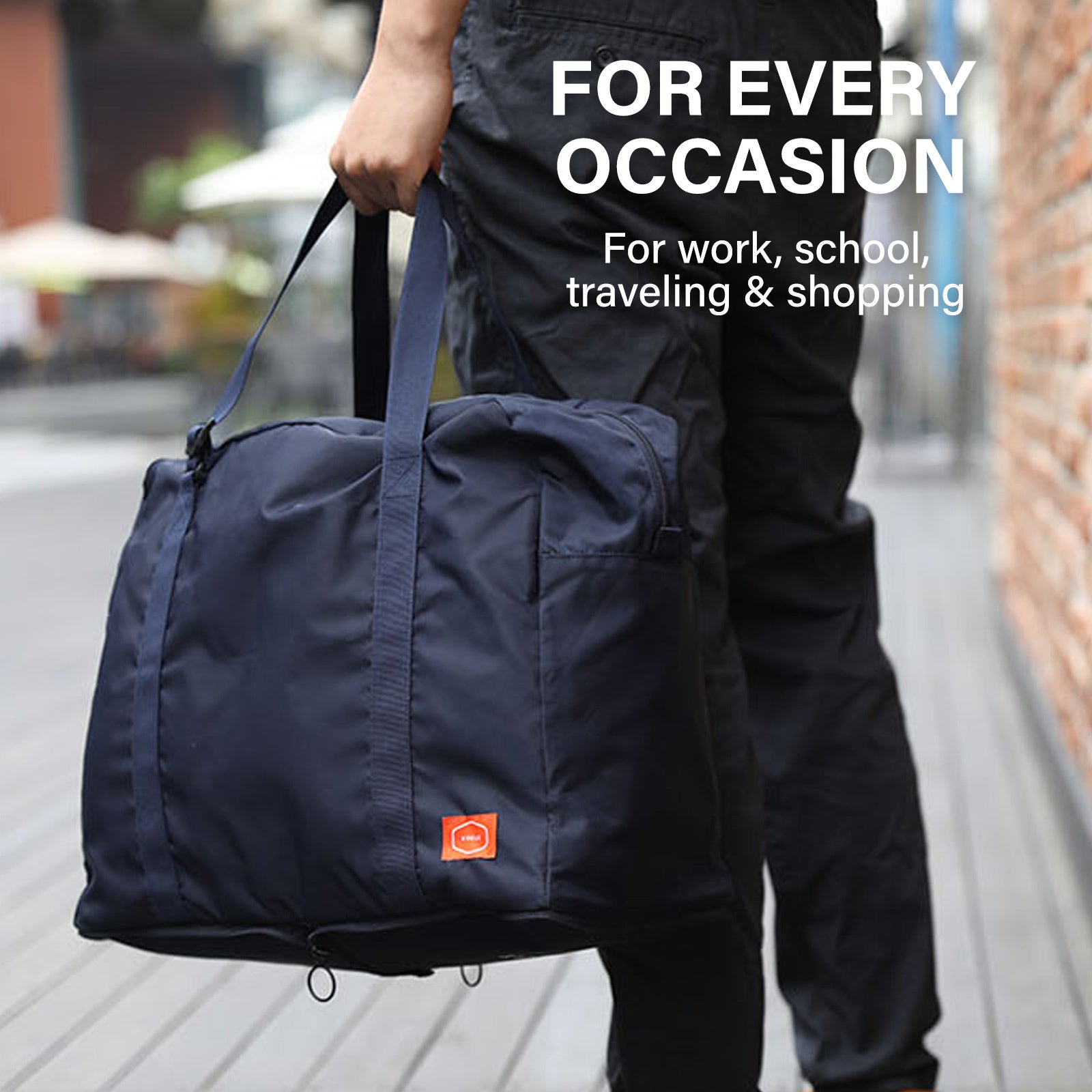 Shopper Bag Travel Duffle Bag Foldable Laptop Luggage Nylon KO-BOSTON NAVY 3