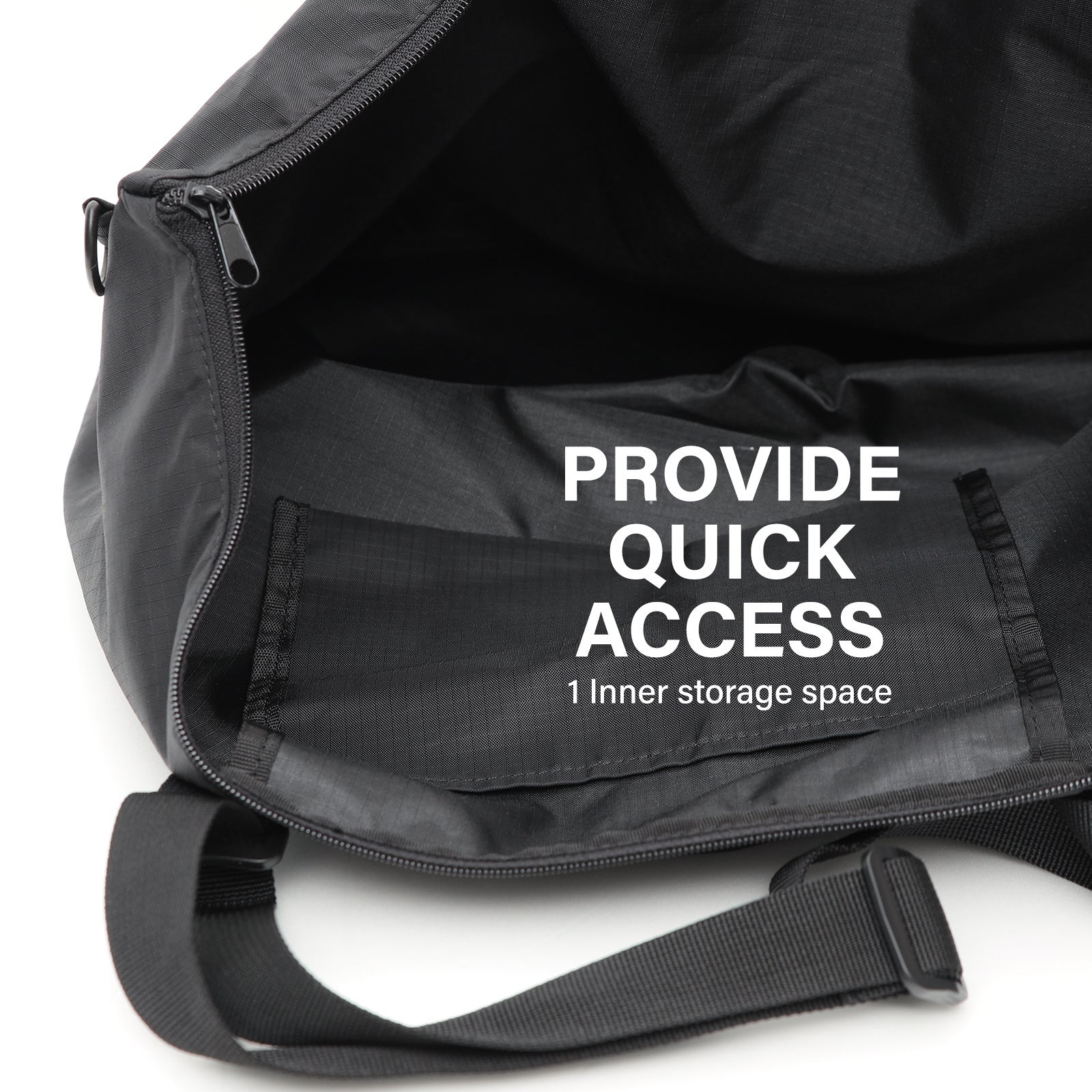 Shopper Bag Tote Bag Foldable Travel Laptop Grocery Nylon KO-DUAL BLACK 5