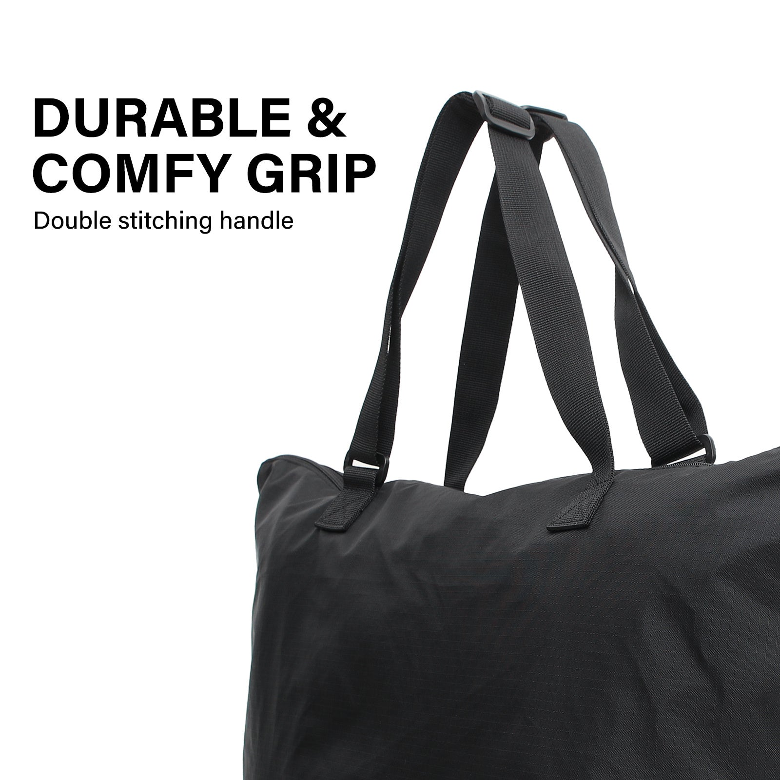Shopper Bag Tote Bag Foldable Travel Laptop Grocery Nylon KO-DUAL BLACK 6