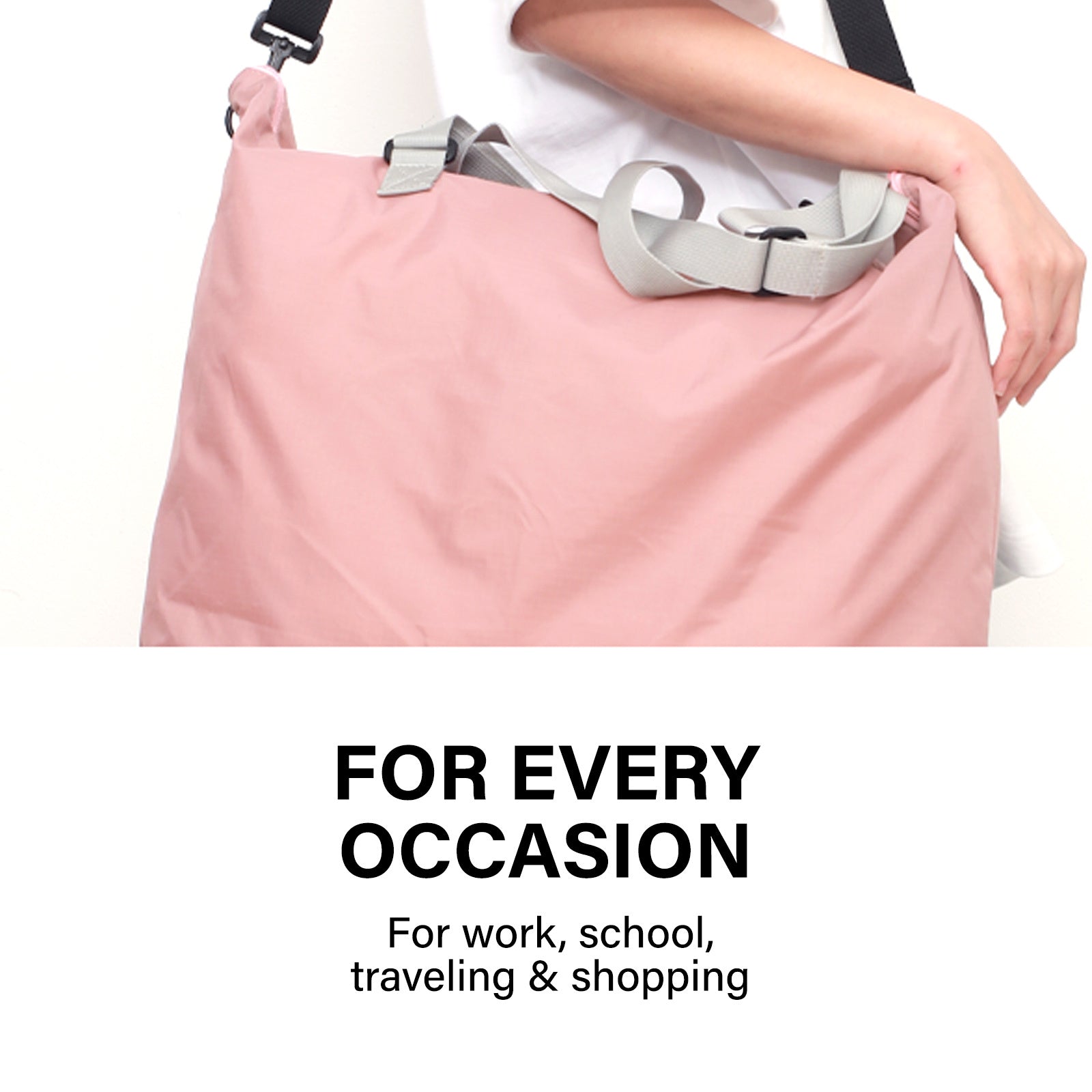 Shopper Bag Tote Bag Foldable Travel Laptop Grocery Nylon KO-DUAL PINK 3