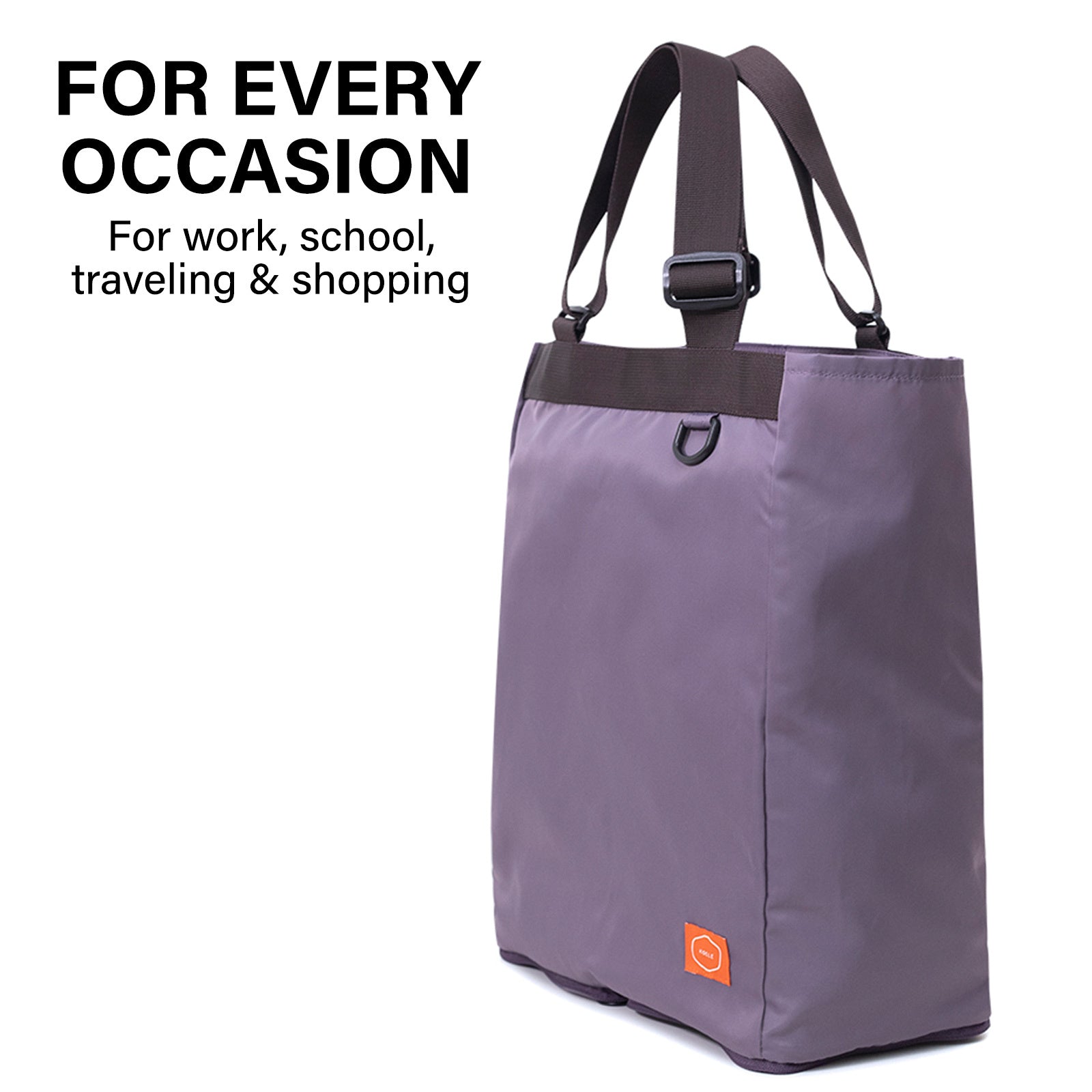 Shopper Bag Tote Bag Foldable Travel Laptop Grocery Nylon KO-SHOULDER PURPLE 3