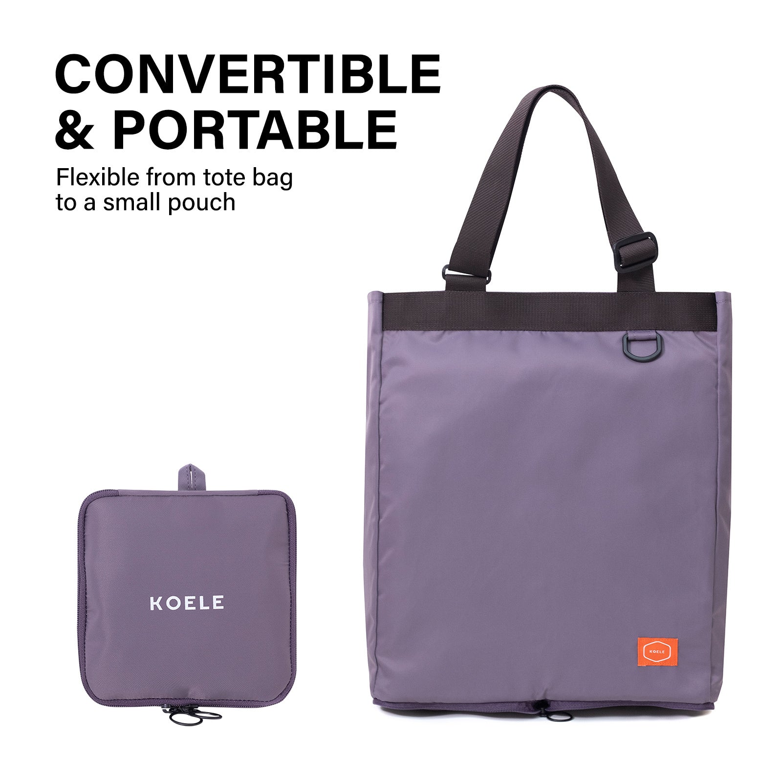 Shopper Bag Tote Bag Foldable Travel Laptop Grocery Nylon KO-SHOULDER PURPLE 7