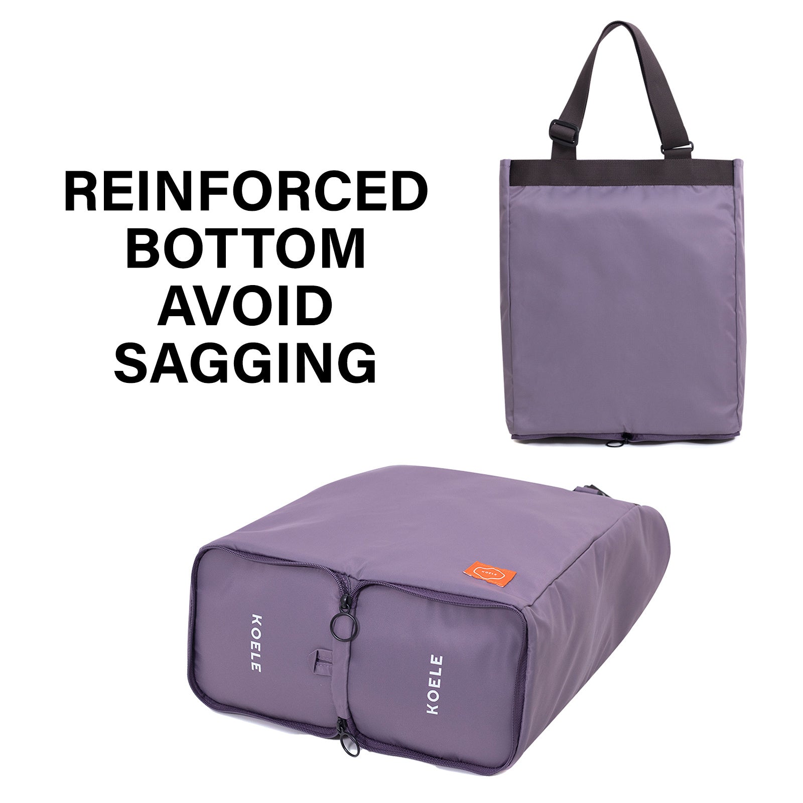 Shopper Bag Tote Bag Foldable Travel Laptop Grocery Nylon KO-SHOULDER PURPLE 8