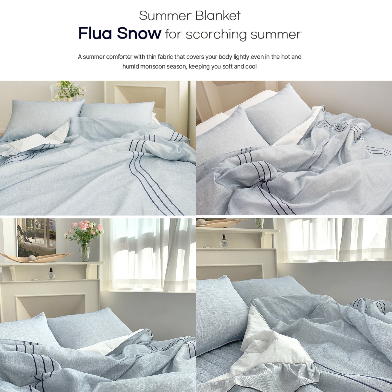 Saesom Flua Snow Comforter Set Queen Cool Quilt Bedspread WHITE 9