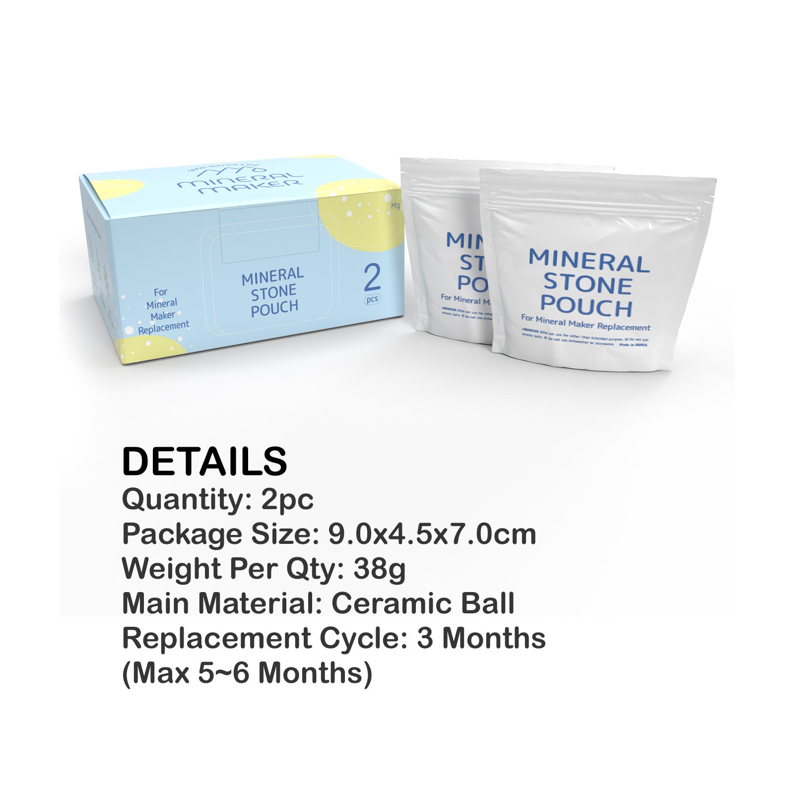 2X Alkaline Mineral Maker Stone Pouch Water Filter Pad Replacement Ceramic Balls 5