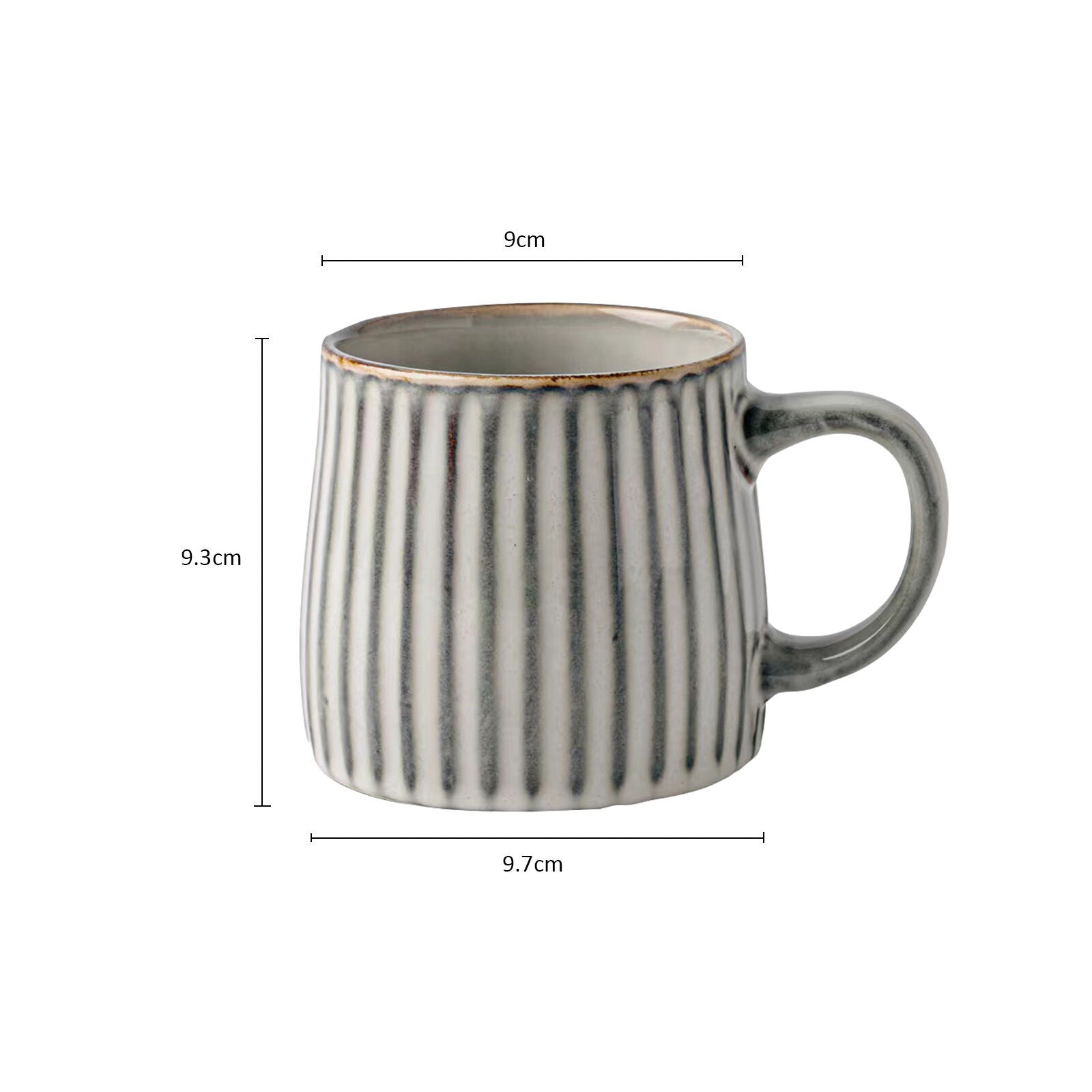 High-Fired Ceramic Stoneware Ribbed Stripe Mug 460ml Matt EARTHY GREY 10