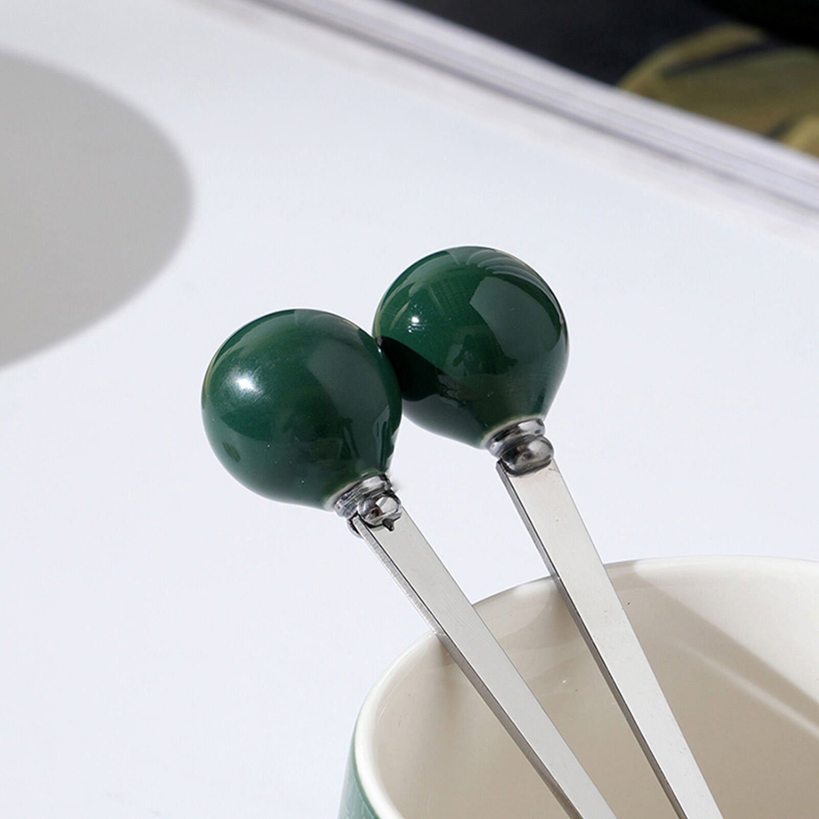 2X High-Fired Ceramic Porcelain Cup & Saucer Set 300ml Vintage Floral Tea Spoon GREEN 8