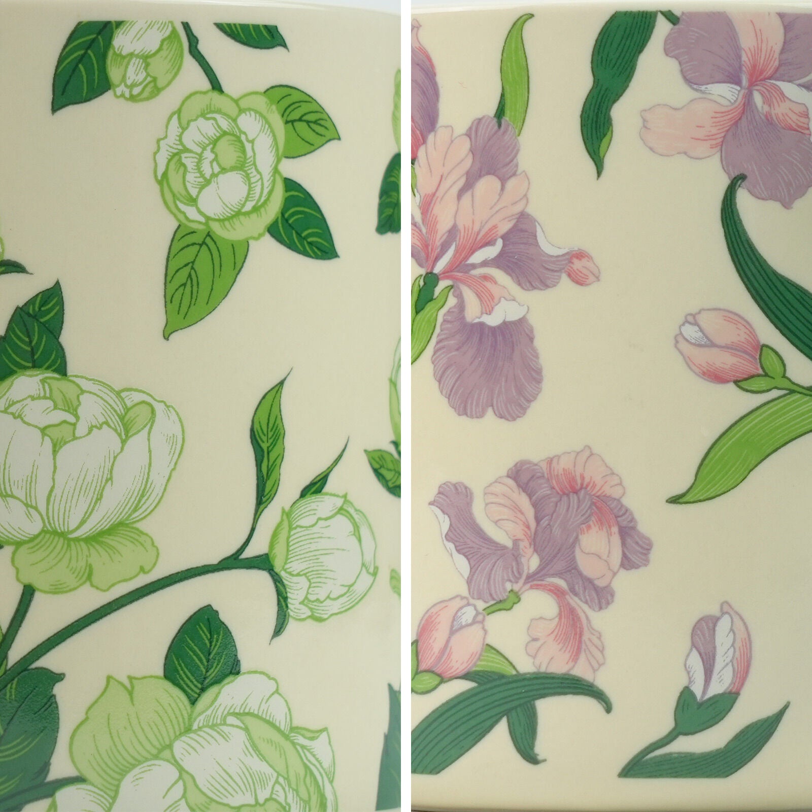 2X High-Fired Ceramic Porcelain Mug Set with Lid 400ml Vintage Floral Tea Spoon GREEN 9