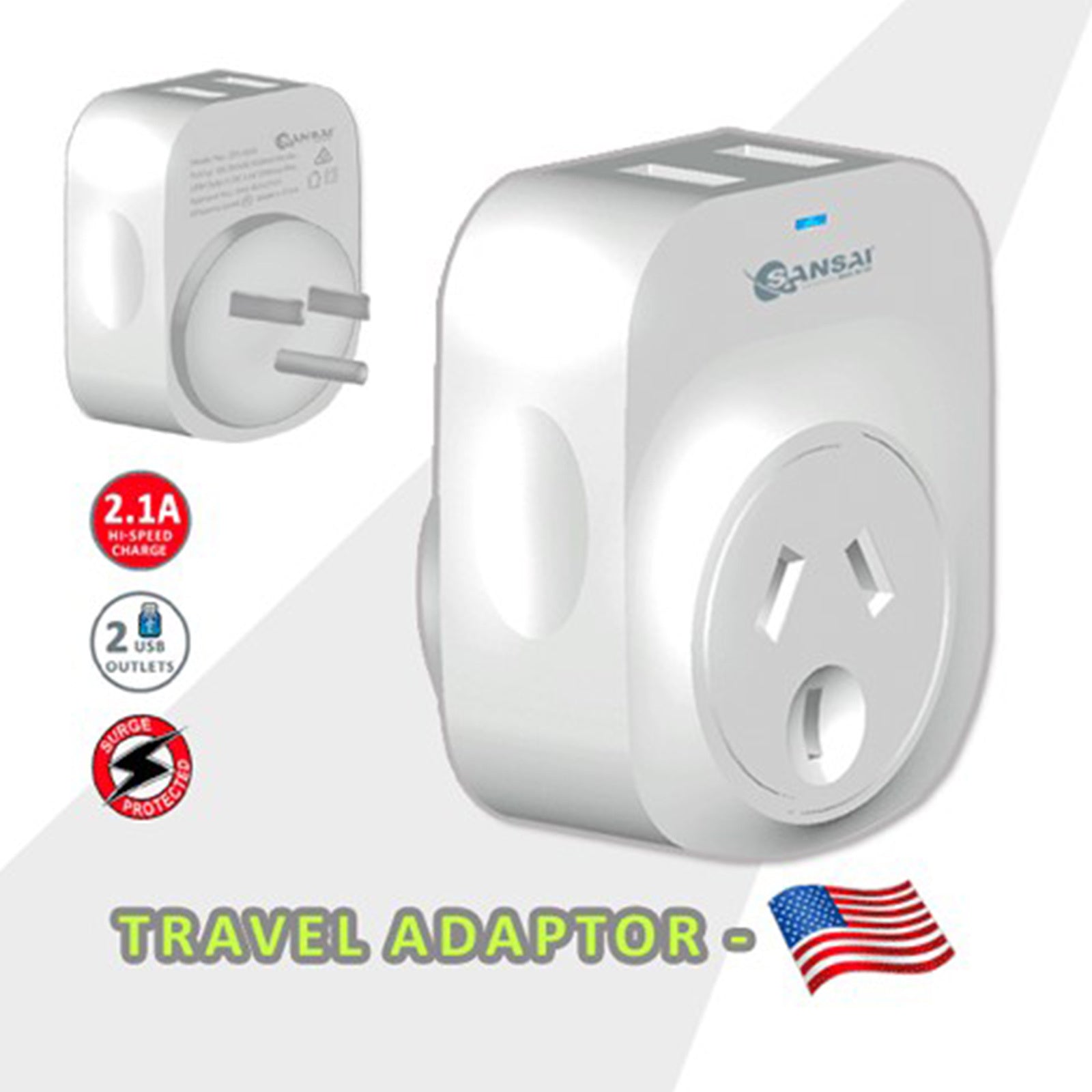 Sansai Travel Adaptor 2 X USB - USA 4