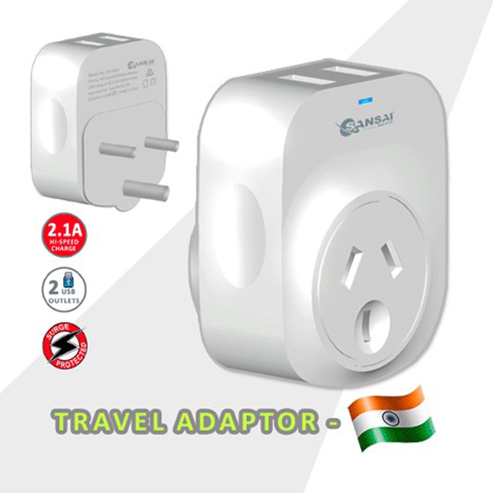Sansai Travel Adaptor 2 X USB - India 4