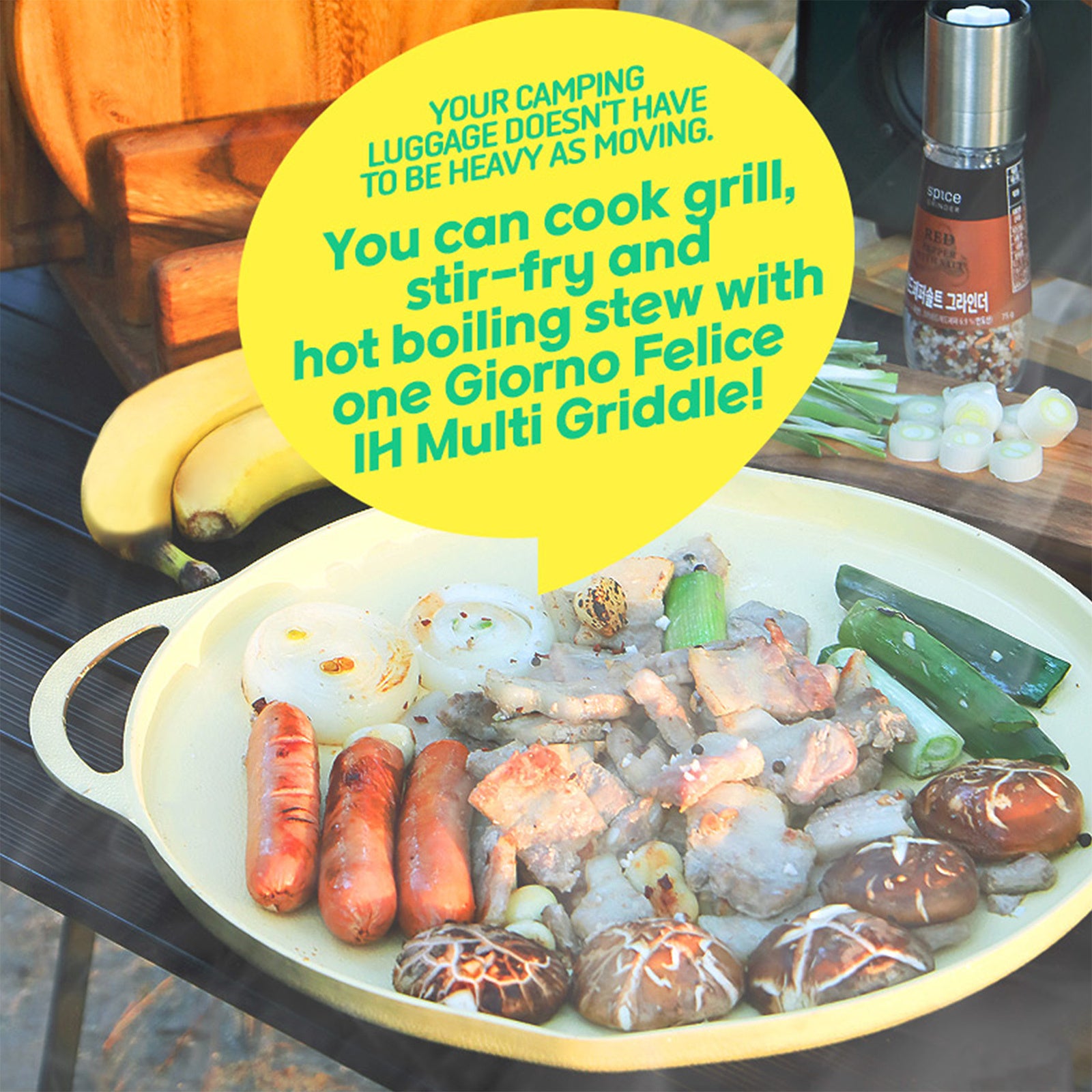 Giorno Felice IH Griddle Pan 34cm Round Ceramic Non-Stick Camping Korean Stew 6