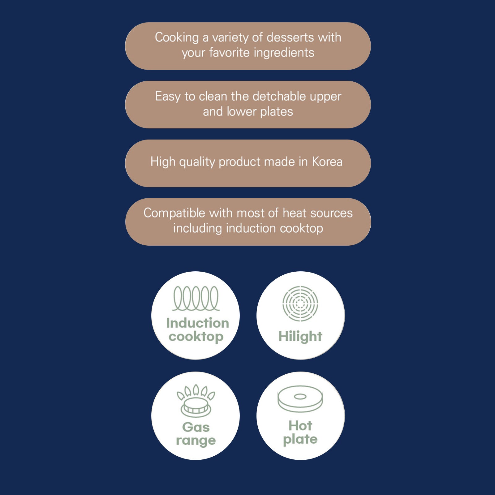 Giorno Felice IH Waffle Maker Pan Non-Stick Double-Sided Detachable 6