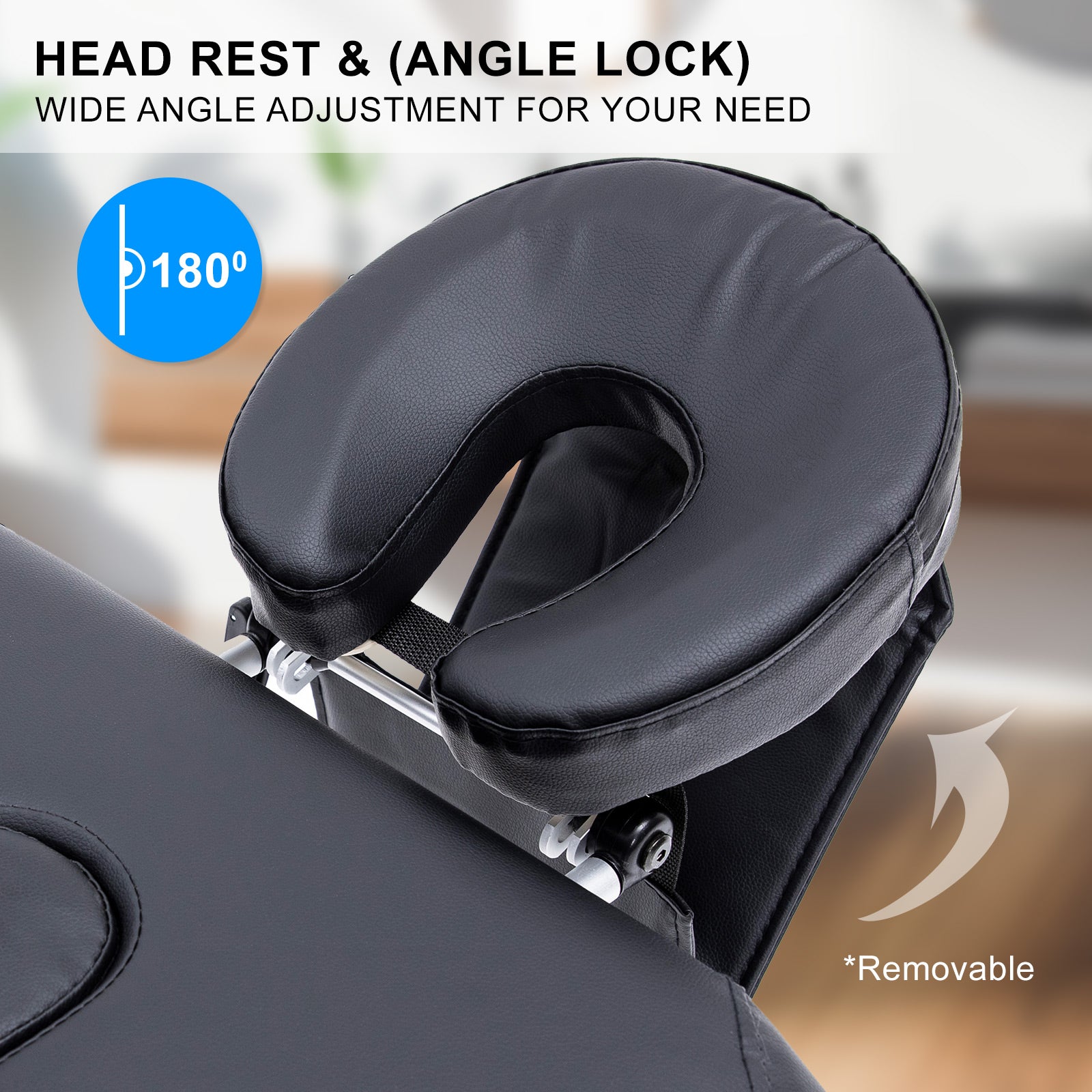 Aluminium Portable Beauty Massage Table Bed 2 Fold 55cm Black 6