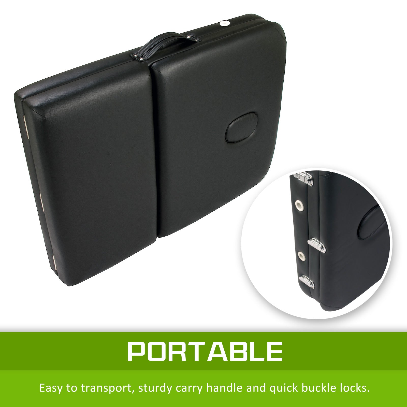 Wooden Portable Massage Table Bed 3 Fold 70cm BLACK 11