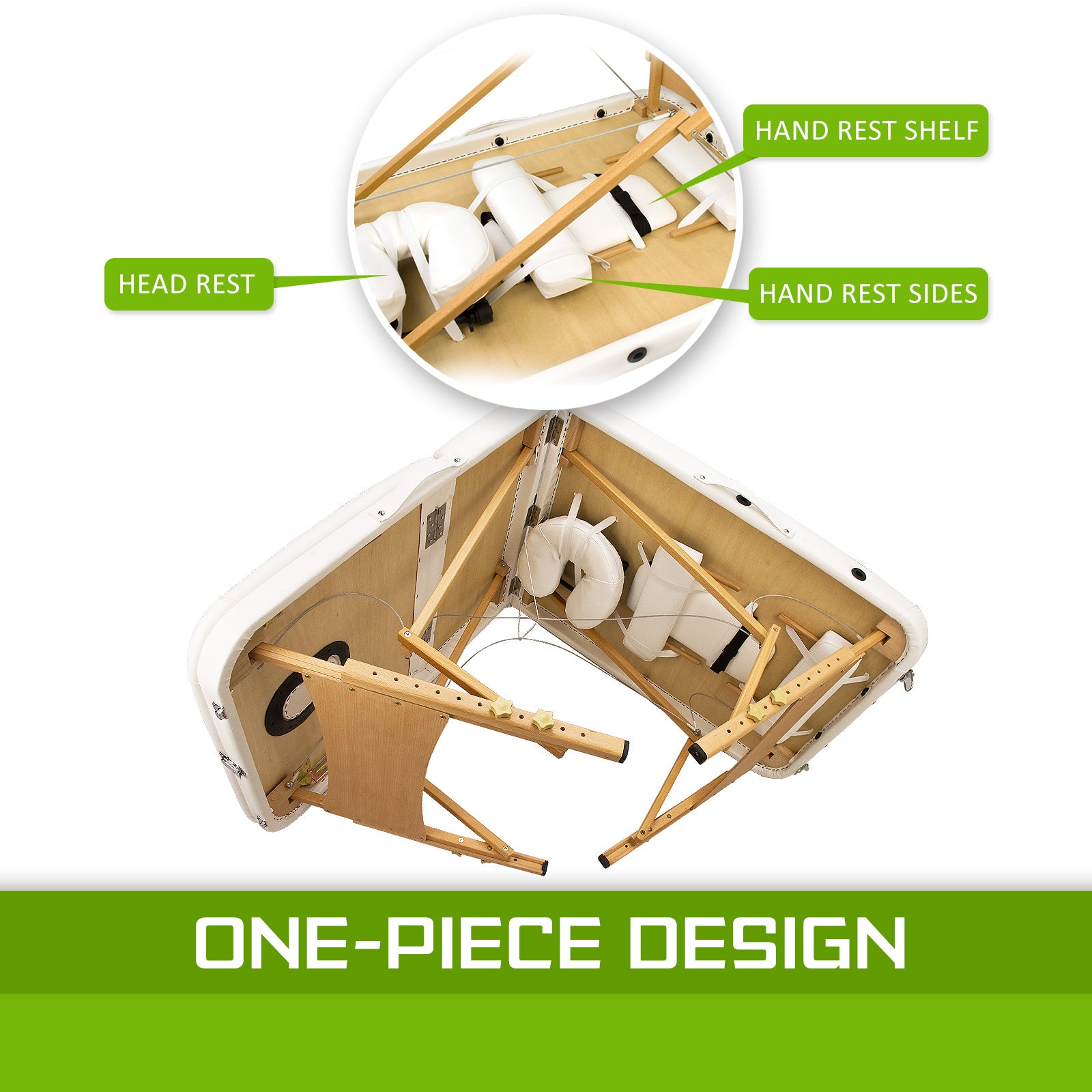 Wooden Portable Beauty Massage Table Bed 3 Fold 70cm WHITE 10