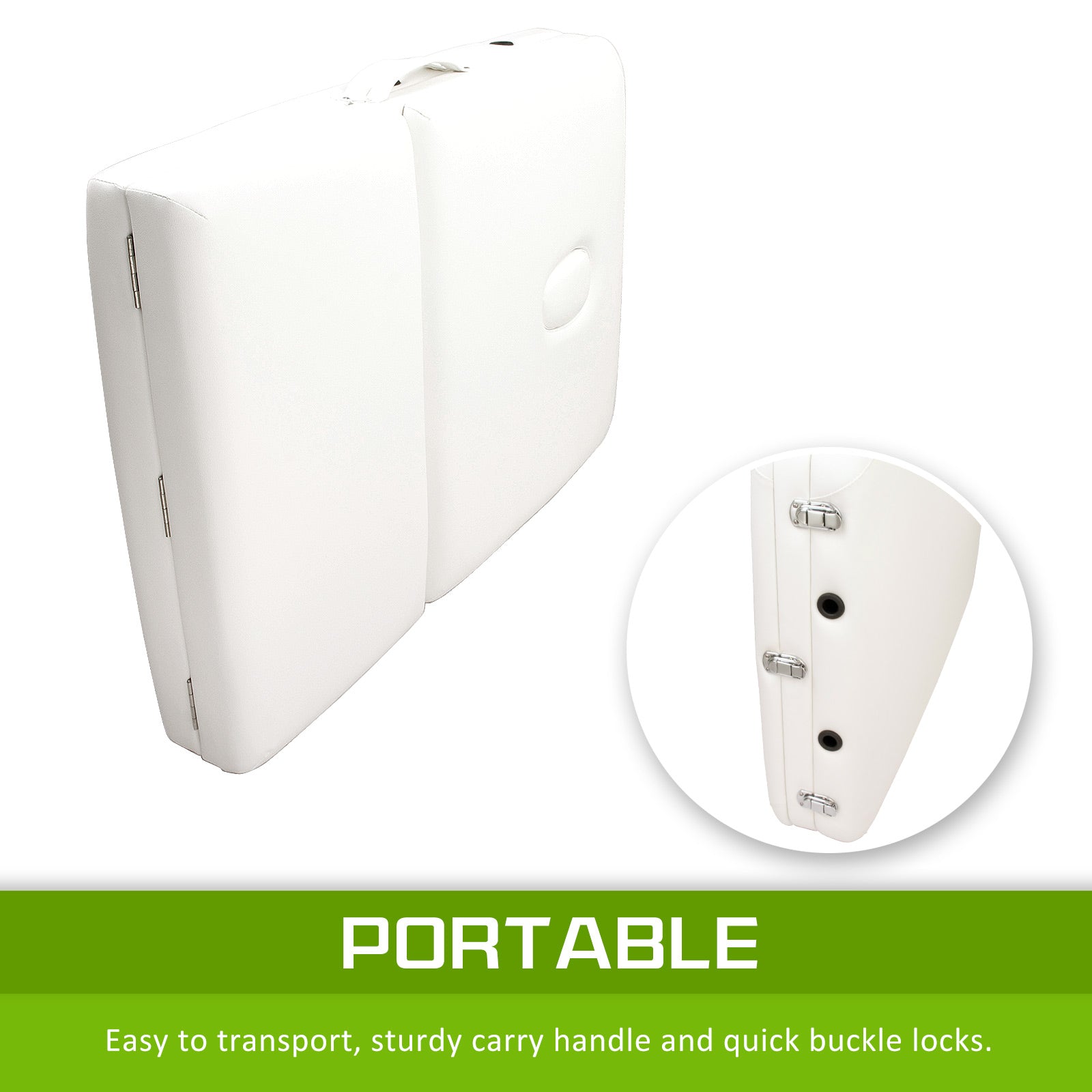 Wooden Portable Beauty Massage Table Bed 3 Fold 70cm WHITE 11