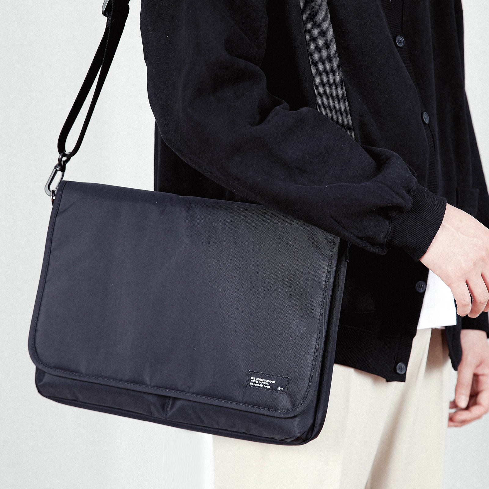 15.6/16 inch Laptop Sleeve Padded Shoulder Bag Travel Carry Case LATO BLACK 8