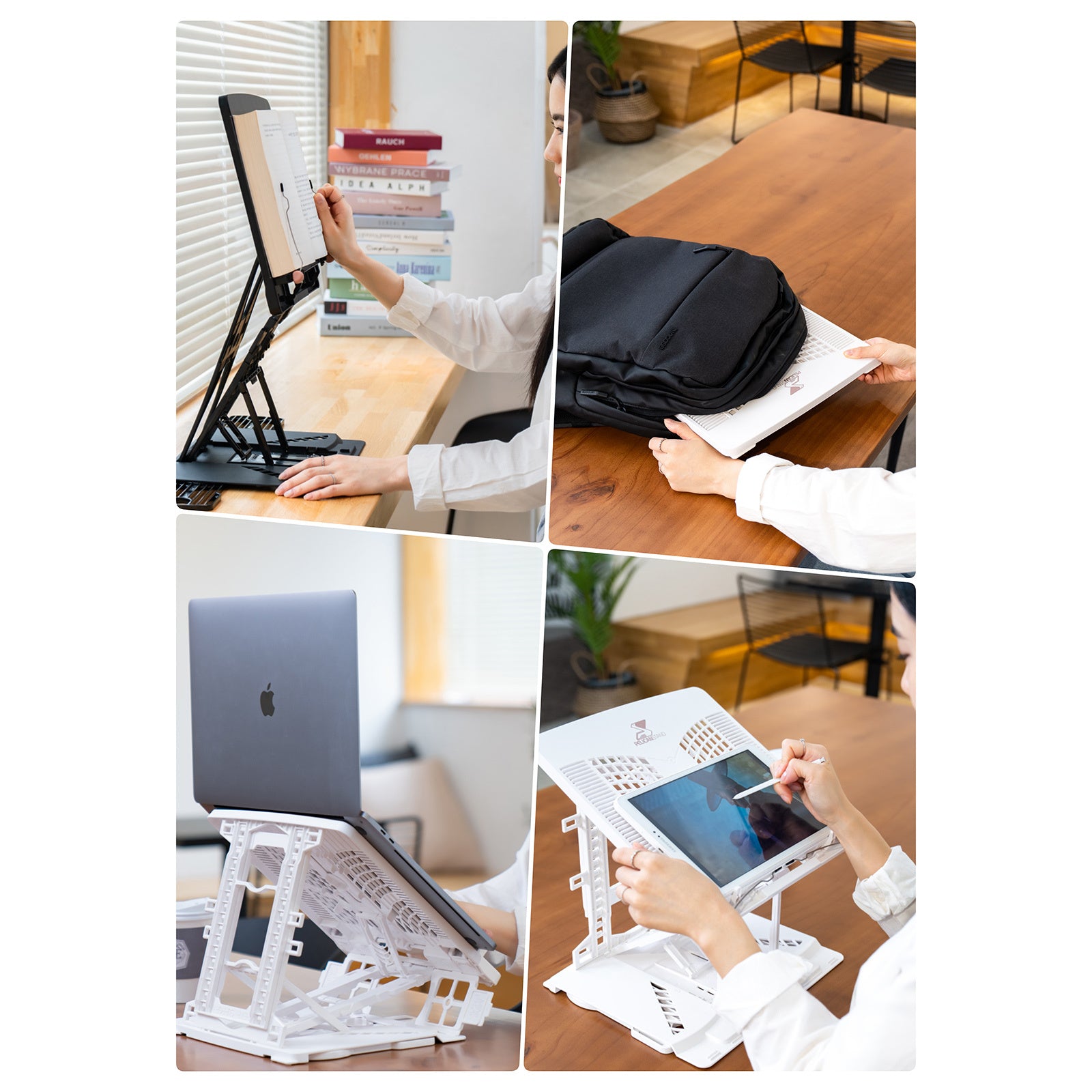 Adjustable Laptop Stand Foldable Tablet Book PC Holder Desk WHITE 4