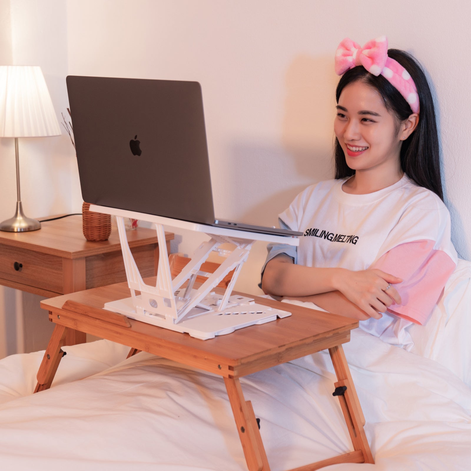 Adjustable Laptop Stand Foldable Tablet Book PC Holder Desk WHITE 11