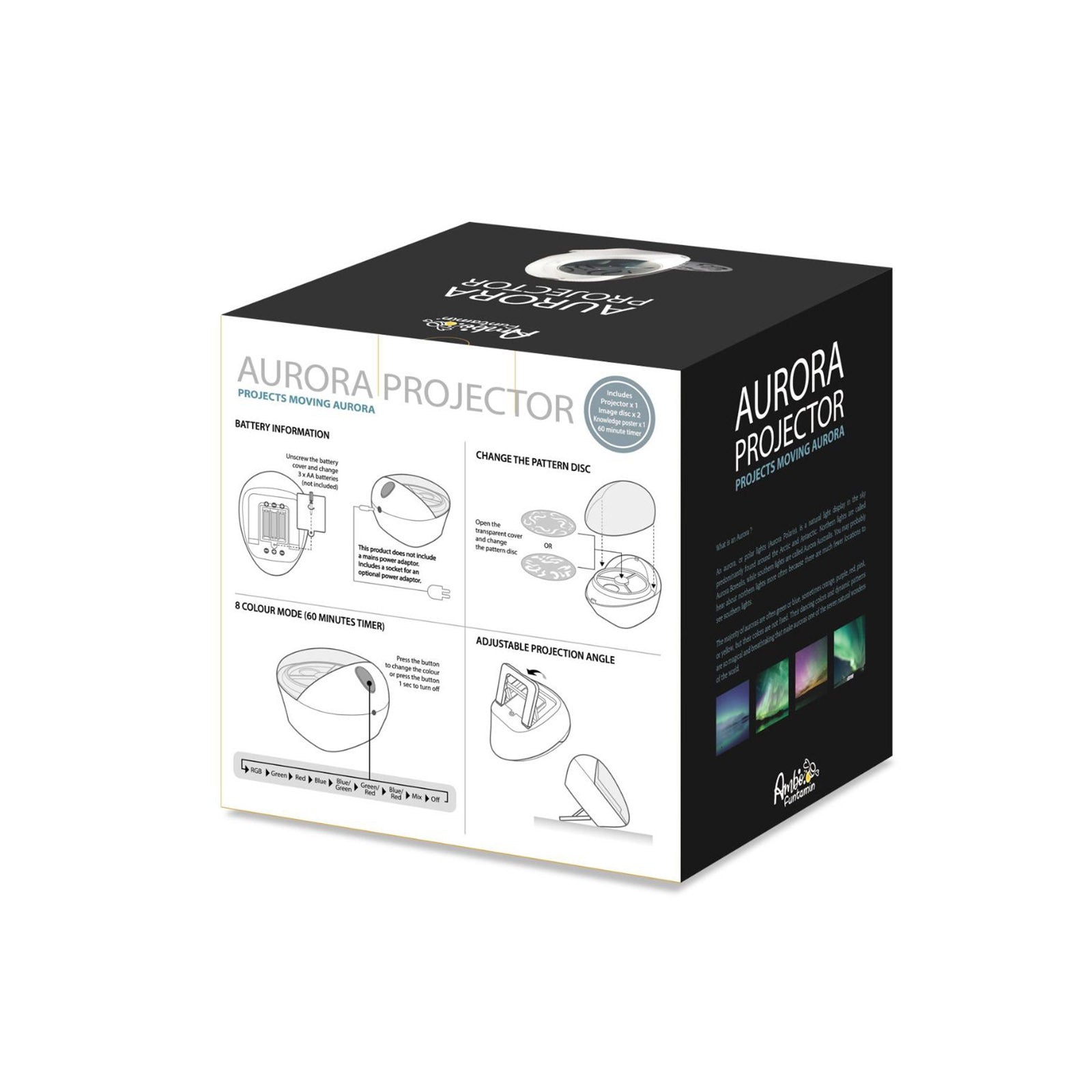 Aurora Projector Moving Night Light 8 Colour Mode - Kids Learning Toy 4