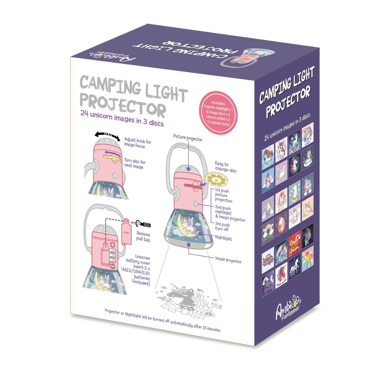 Unicorn Mini Night Light Camping Projector - Lantern Torch Kids Learning Toy 3