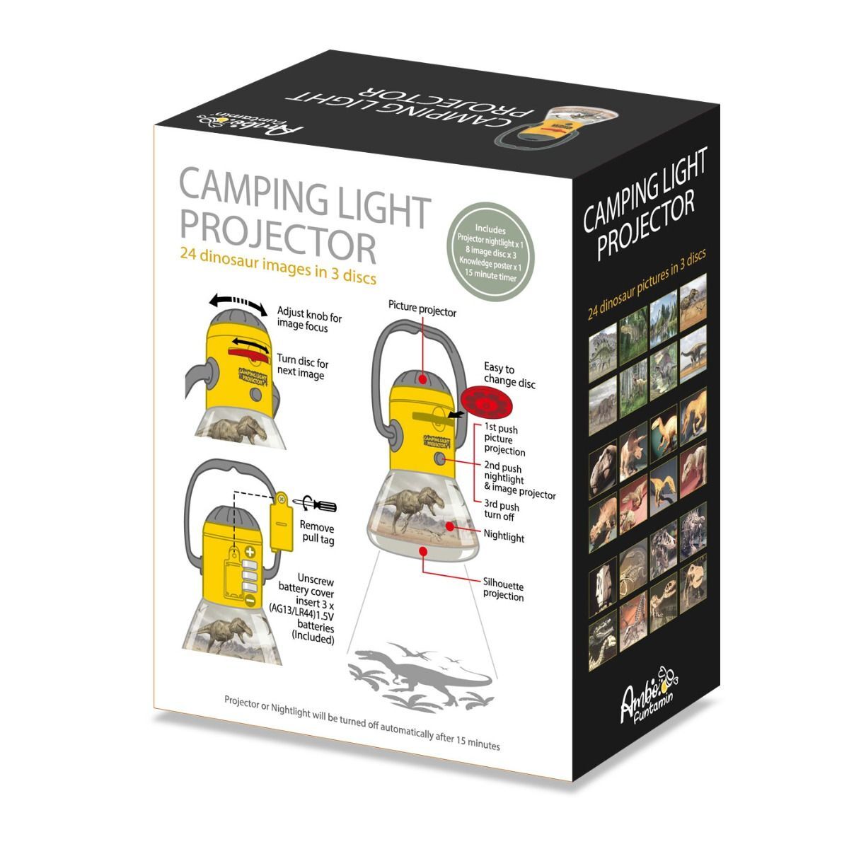 Dinosaur Mini Night Light Camping Projector - Lantern Torch Kids Learning Toy 3