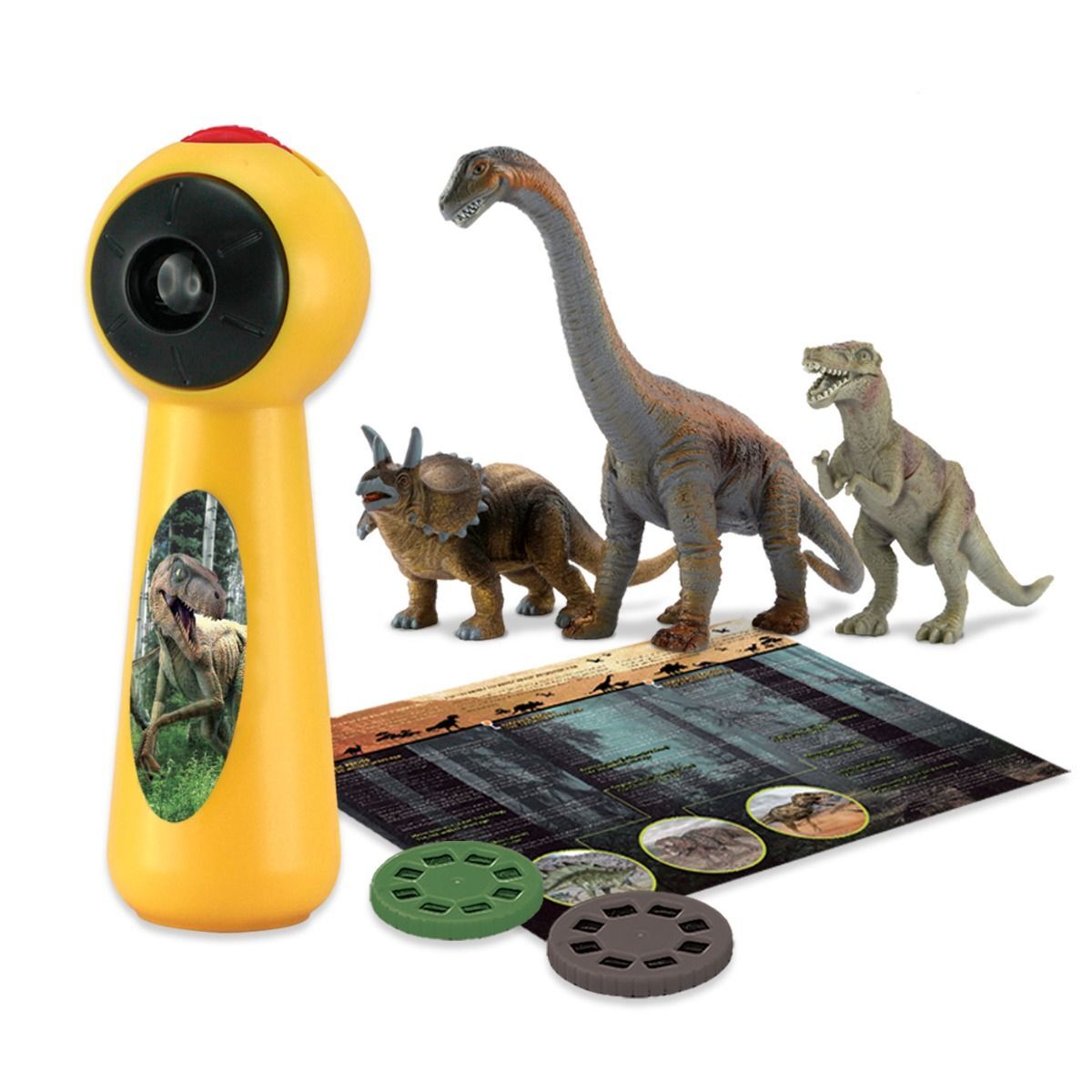 Dinosaur Projector and 3 Toy Figures Play Set - Kids STEM Learning Set 3