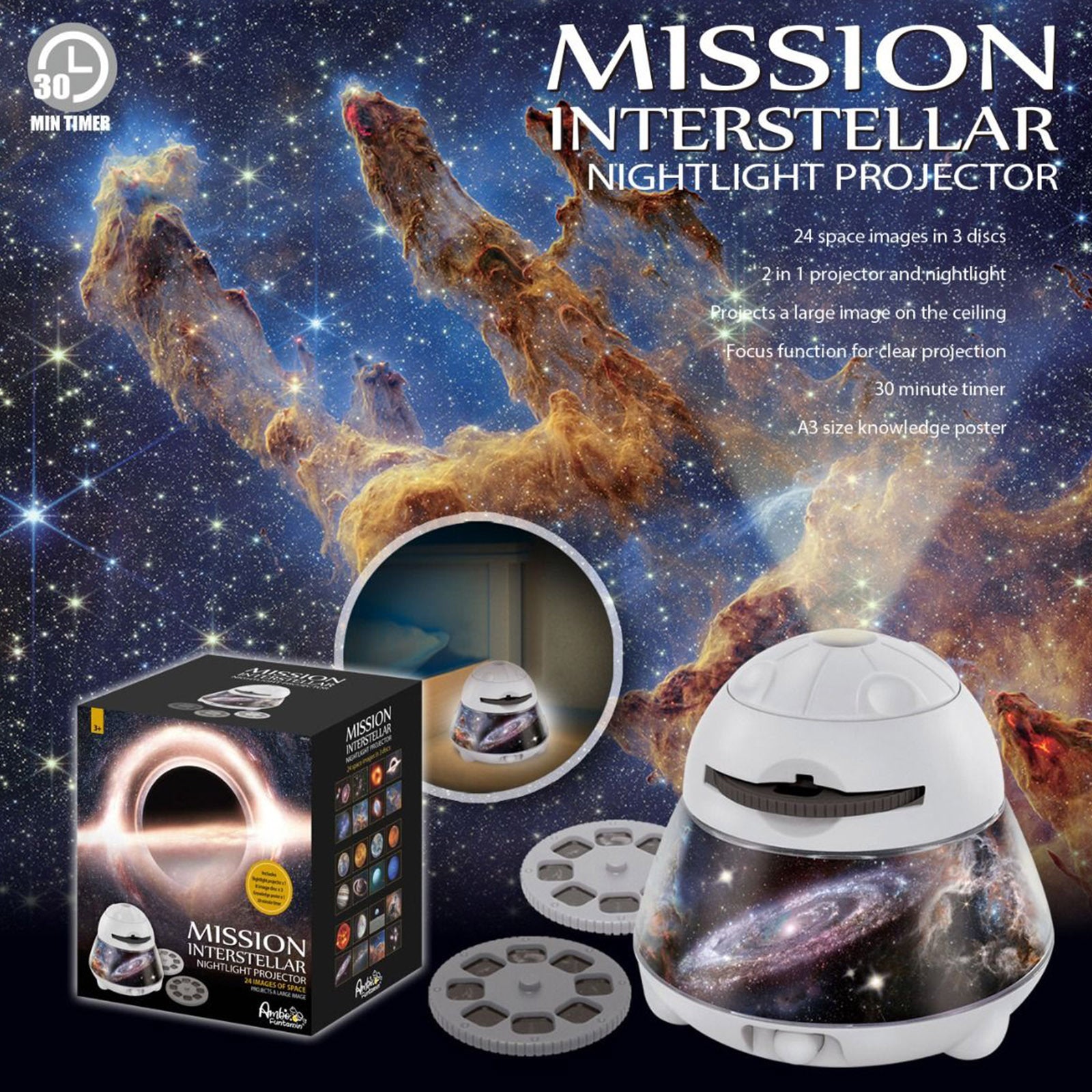 Mission Interstellar Dreamy Sky Night Light Projector - Kids STEAM Toy 3
