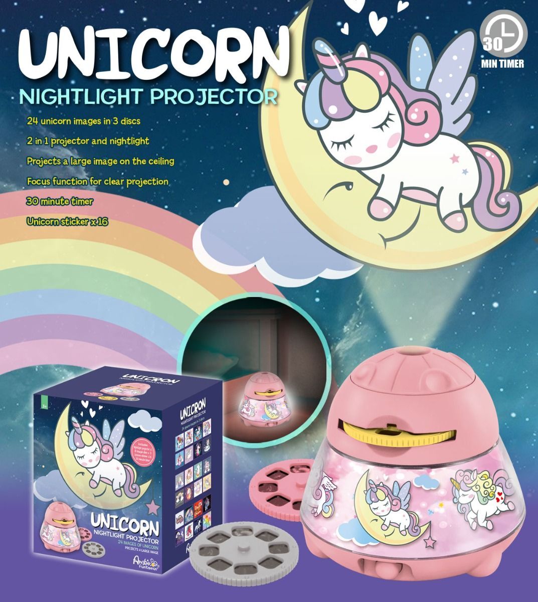 Unicorn Dreamy Sky Night Light Projector - Kids STEAM Toy 3