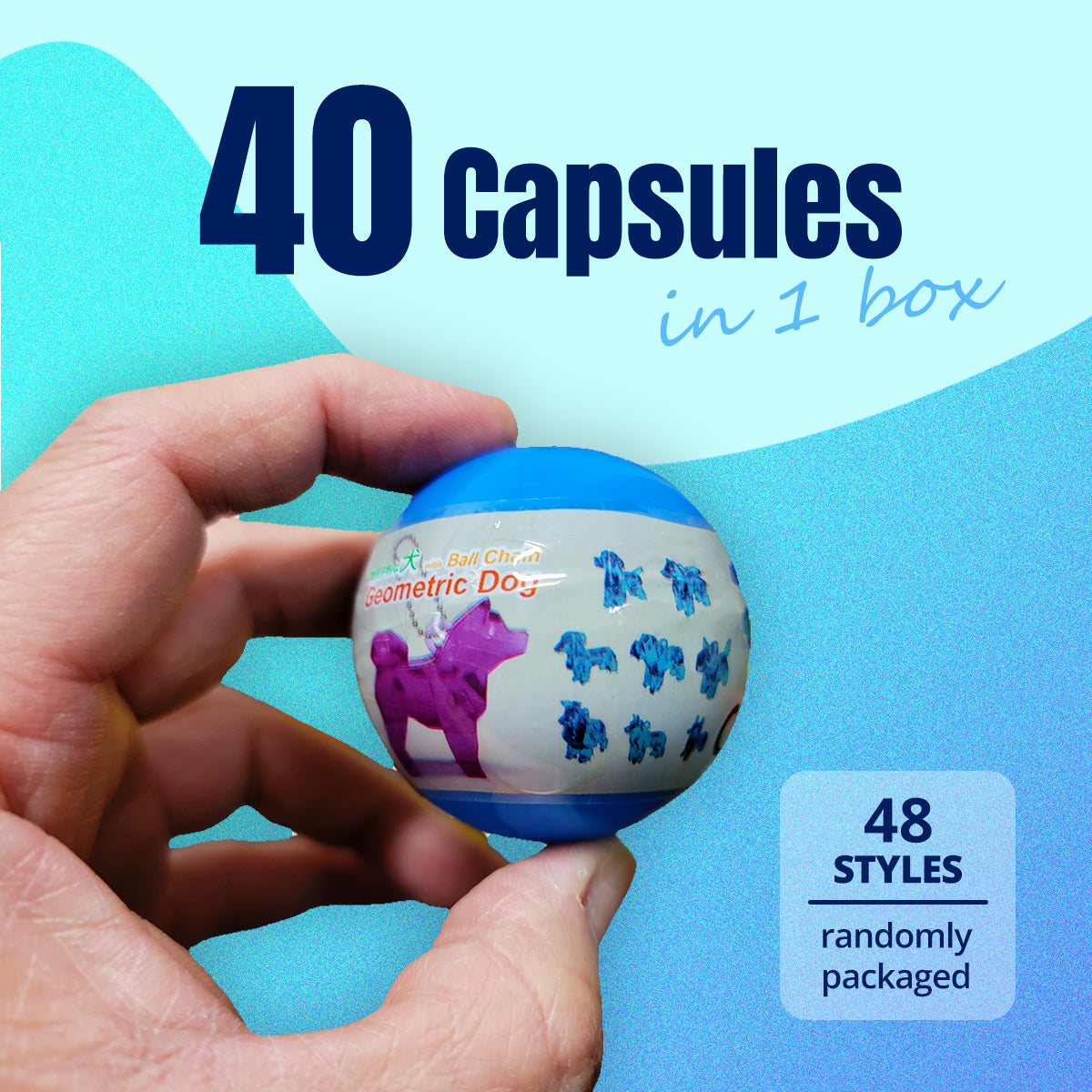40X Geometric Translucent Dog Toy Capsules 50mm Collectible Gacha in Display Box 4