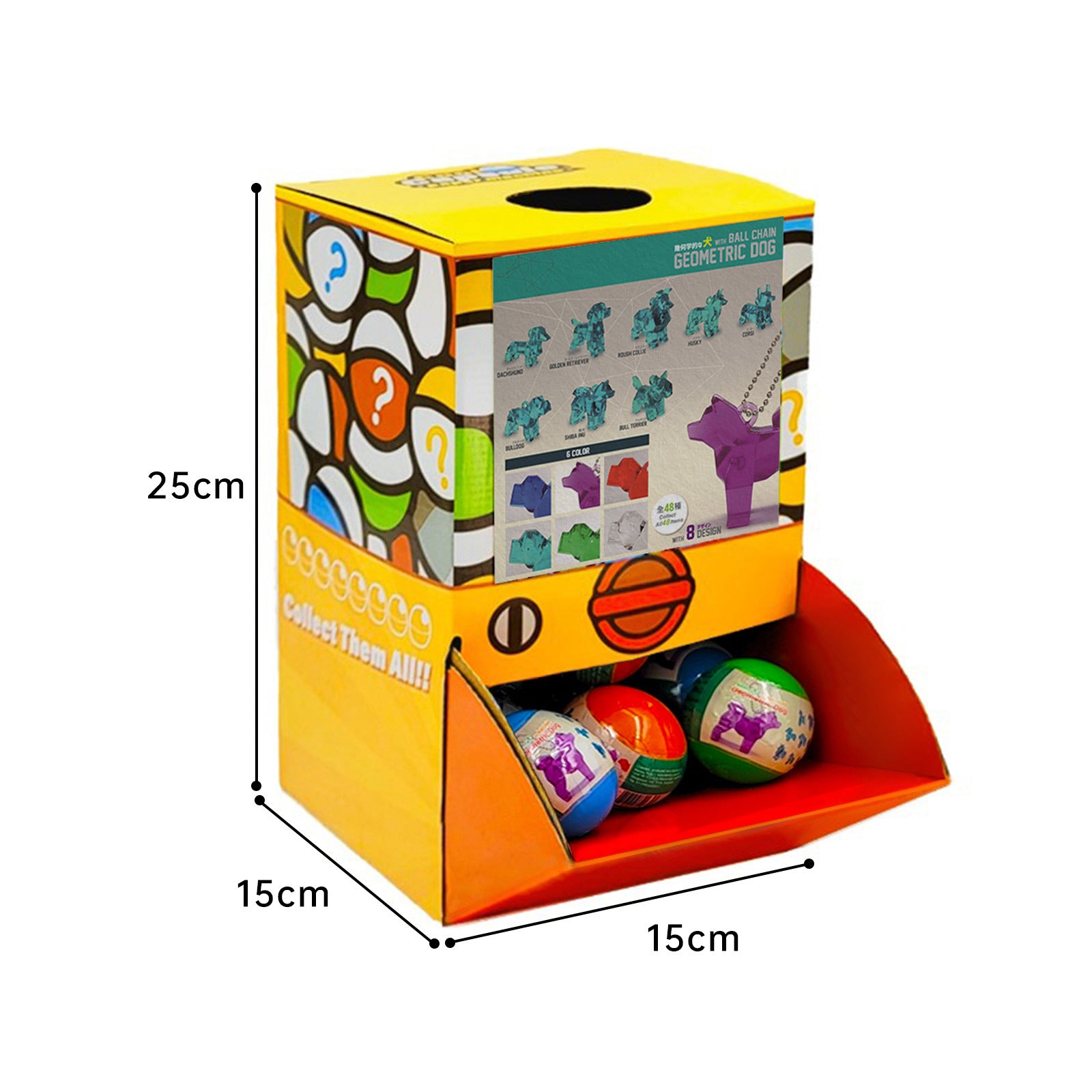 40X Geometric Translucent Dog Toy Capsules 50mm Collectible Gacha in Display Box 7