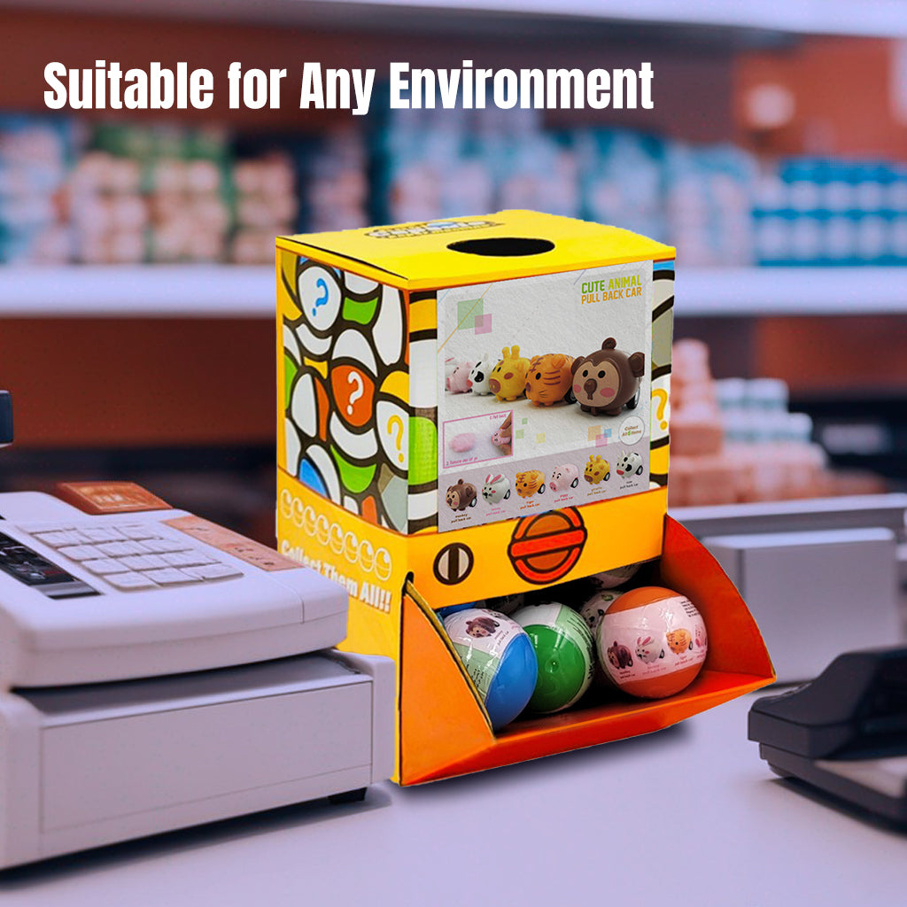 40X Cute Animal Pull Back Car Toy Capsules 50mm Collectible Gacha in Display Box 4