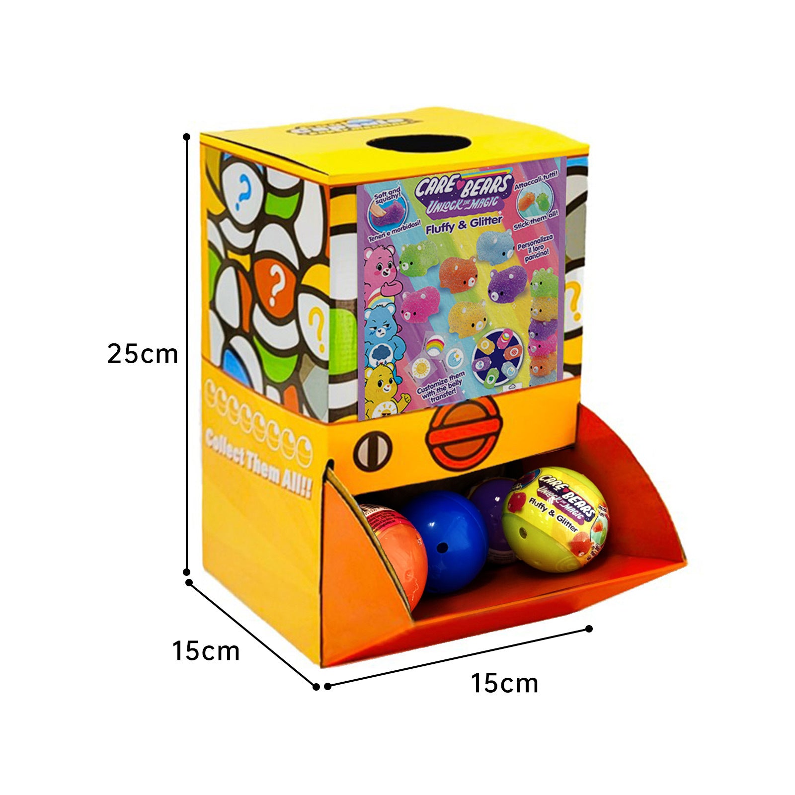 40X Care Bears Glitter Squishy Toy Capsules 50mm Collectible Gacha w Display Box 4