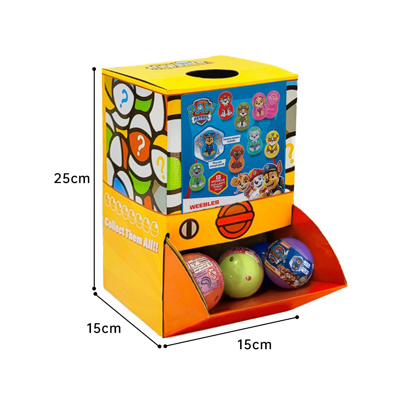 40X Paw Patrol Weebles Dog Toy Capsules 50mm Collectible Gacha in Display Box 3